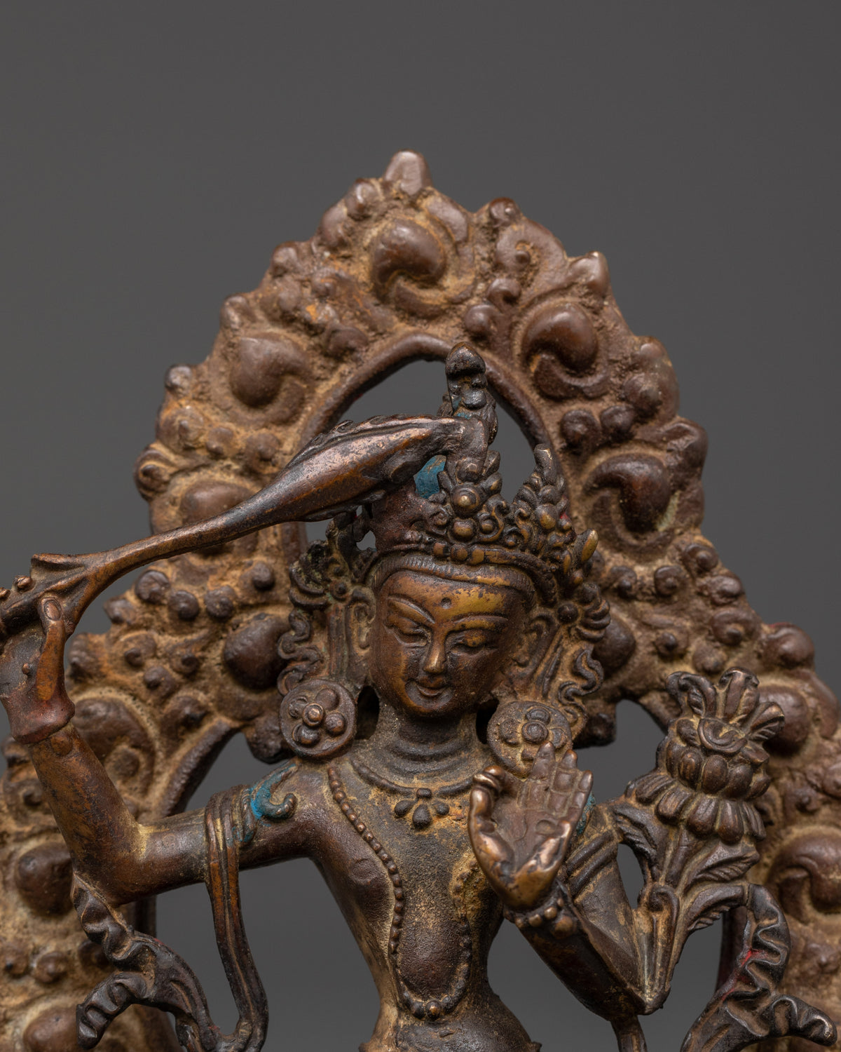 Manjushri Buddhist Deity Sculpture | Oxidized Copper Art