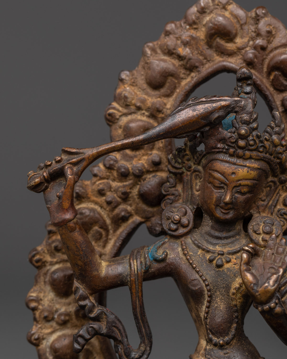 Manjushri Buddhist Deity Sculpture | Oxidized Copper Art