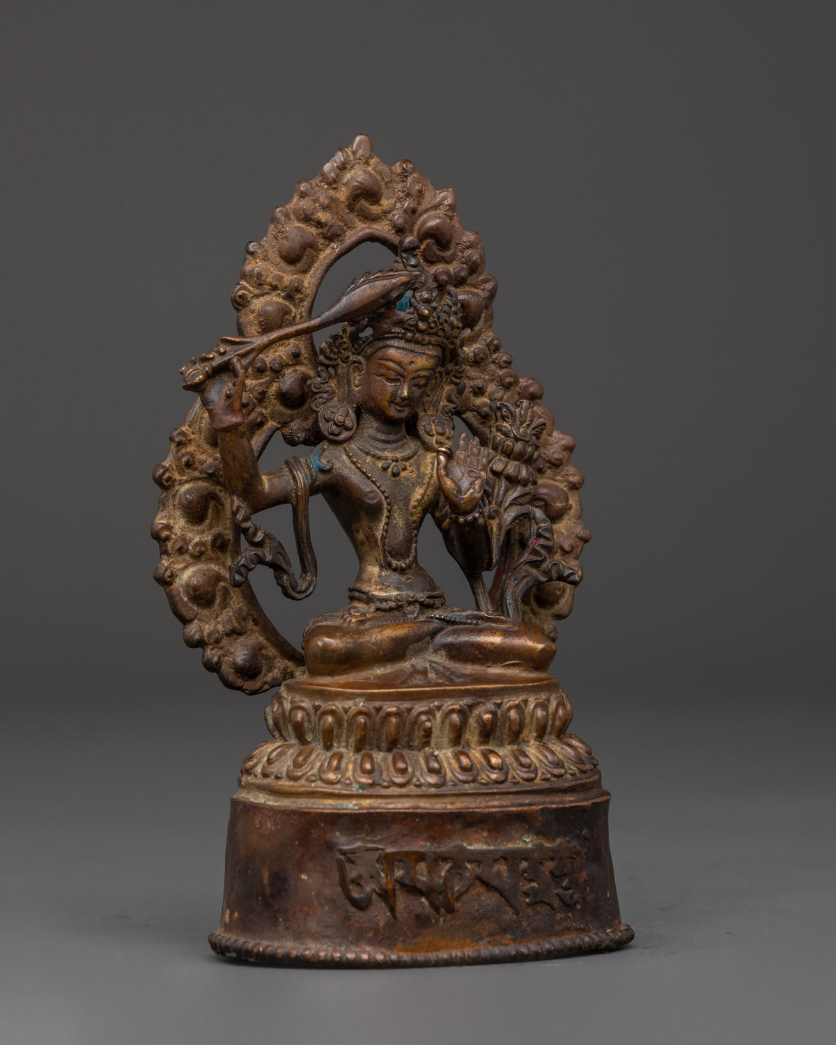 Manjushri Buddhist Deity Sculpture | Oxidized Copper Art