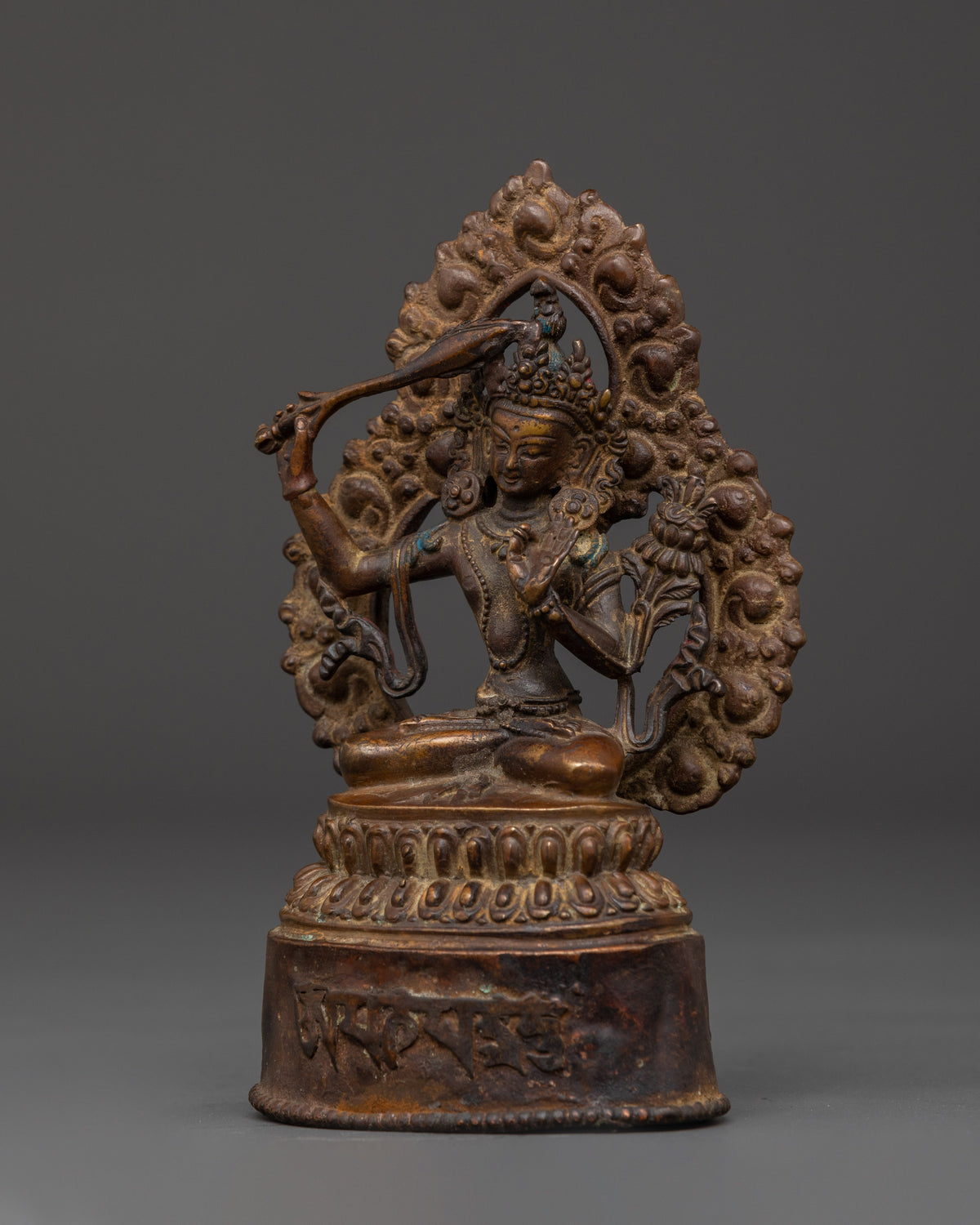 Manjushri Buddhist Deity Sculpture | Oxidized Copper Art