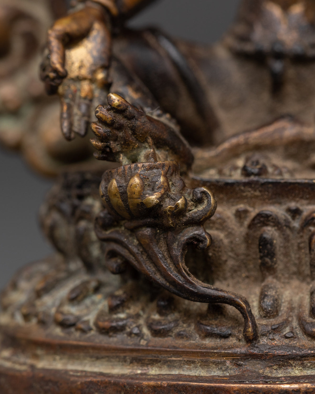 Copper Statue of Green Tara on Throne | Buddhist Art