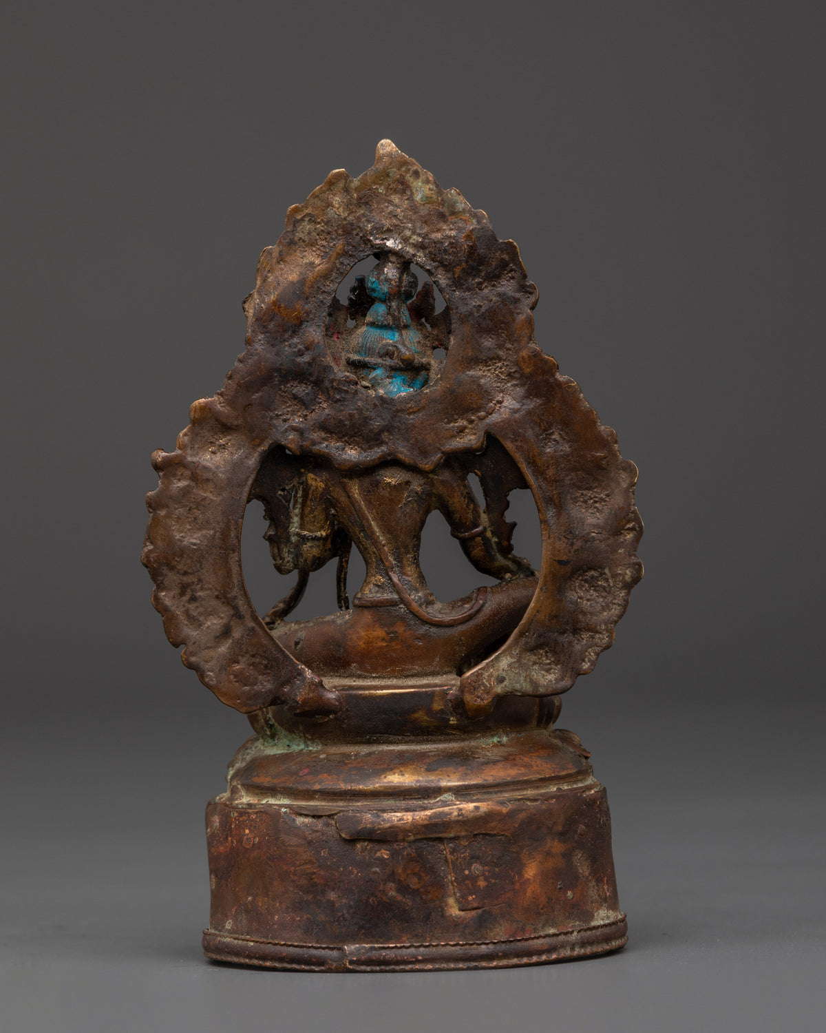 Copper Statue of Green Tara on Throne | Buddhist Art