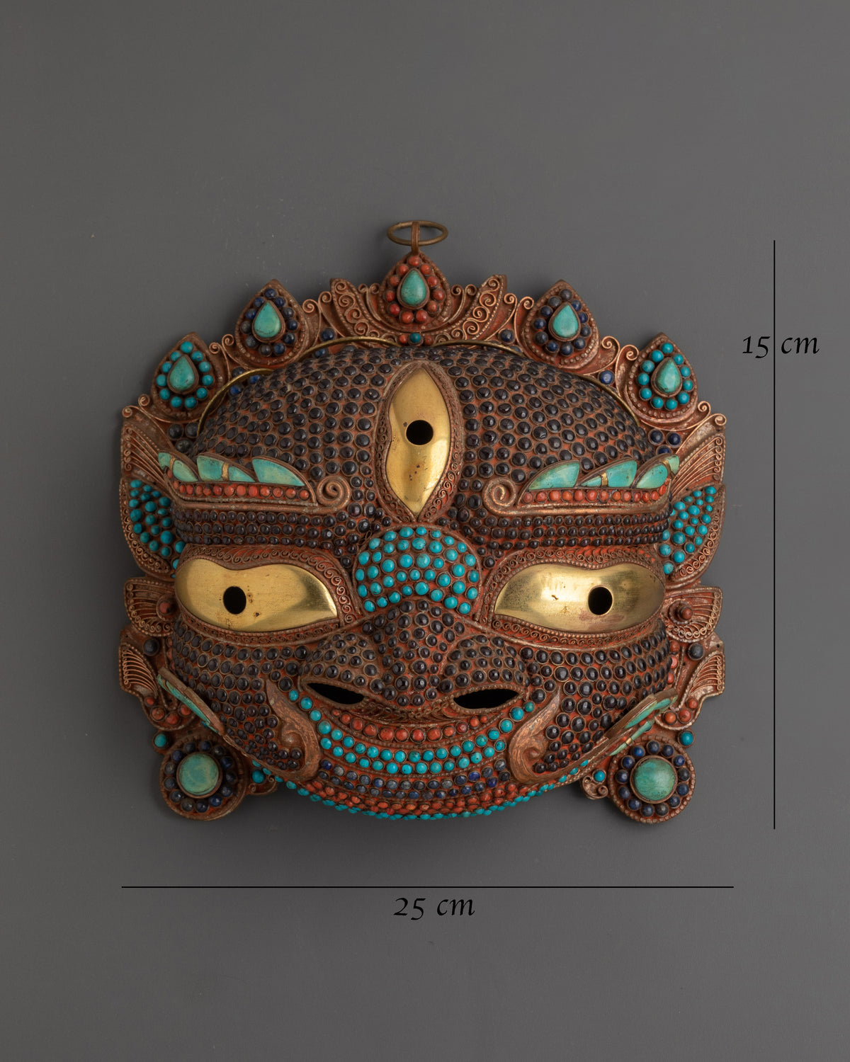 Tibetan Third Eye Wall Hanging Mask | Repousse Copper Artwork
