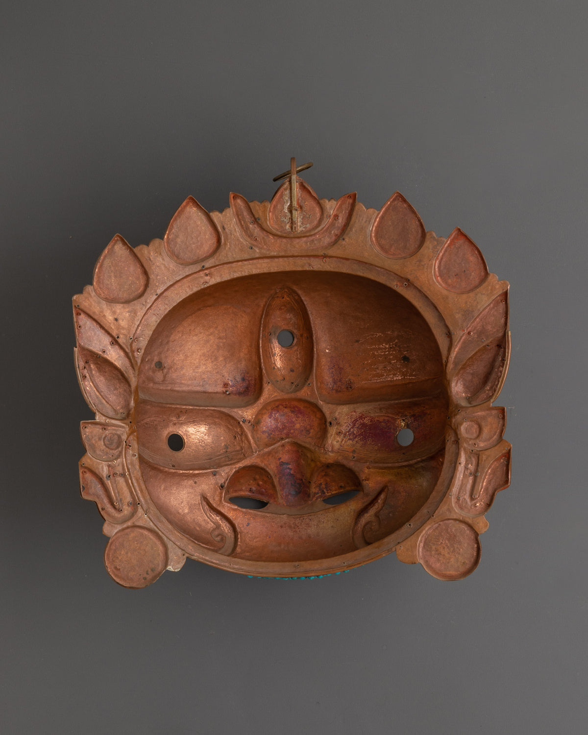 Tibetan Third Eye Wall Hanging Mask | Repousse Copper Artwork