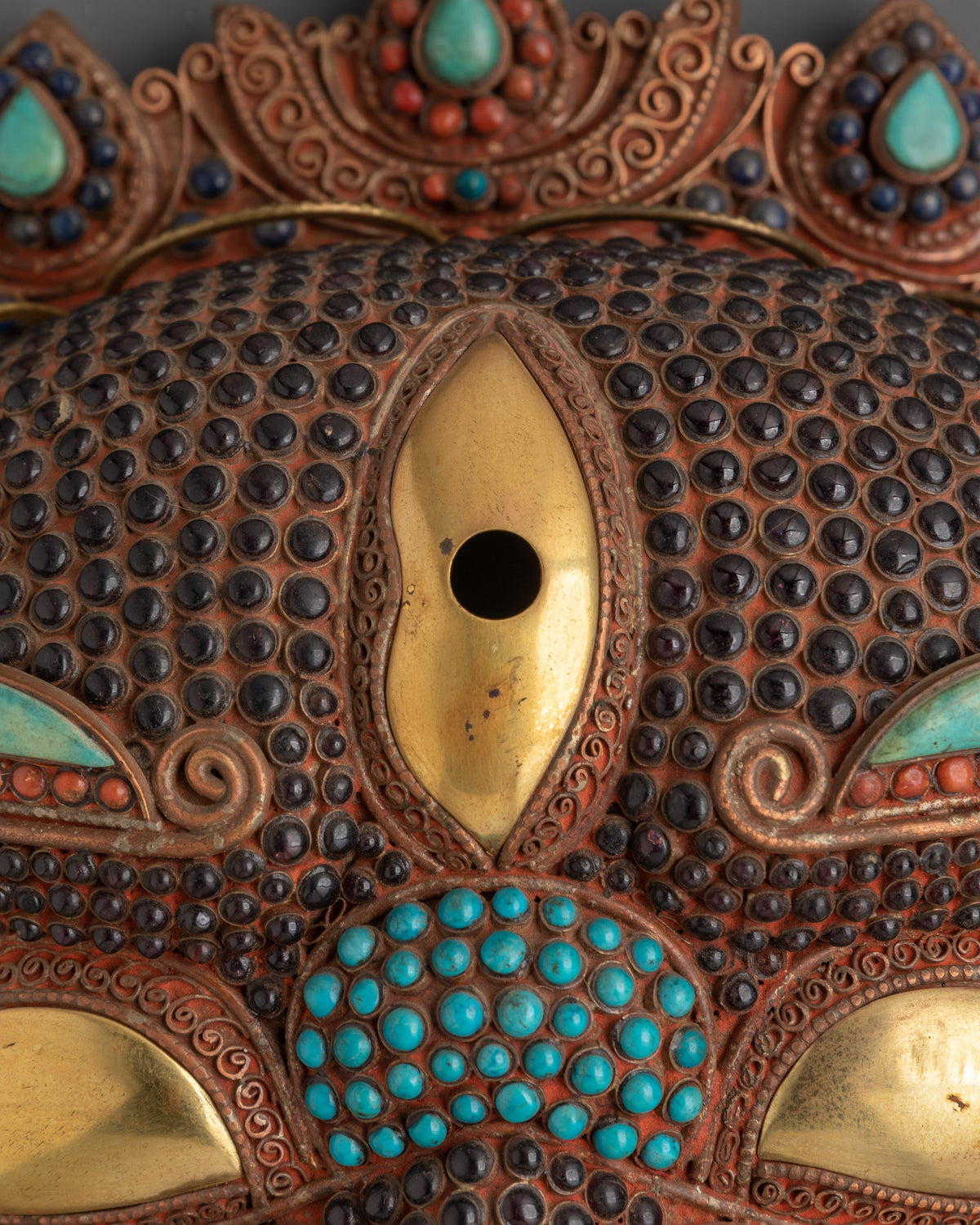 Tibetan Third Eye Wall Hanging Mask | Repousse Copper Artwork