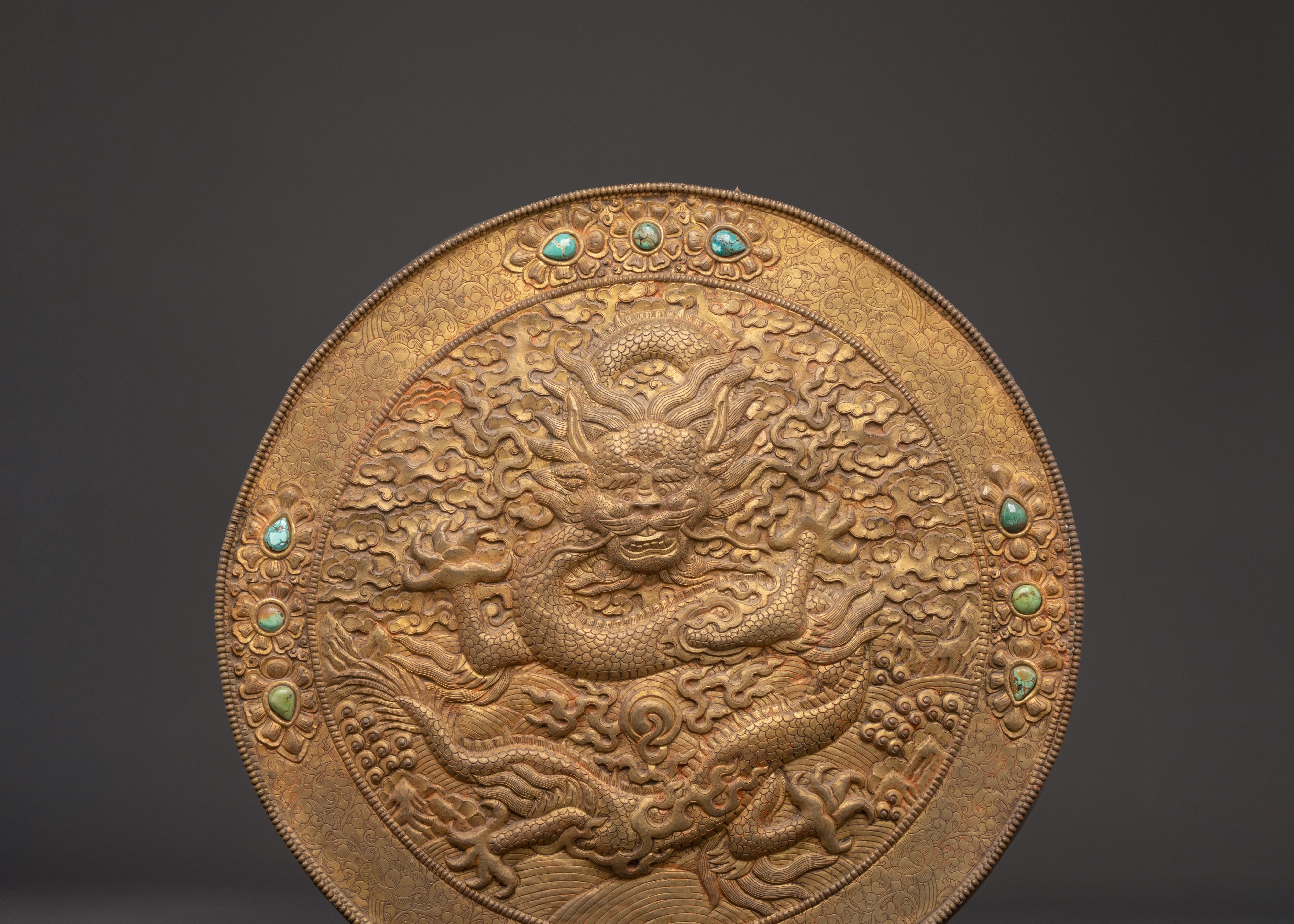 Handcrafted Brass Wall Hanging | Dragon Carved Sacred Wall Hanging