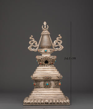 Copper Stupa with Silver Plating