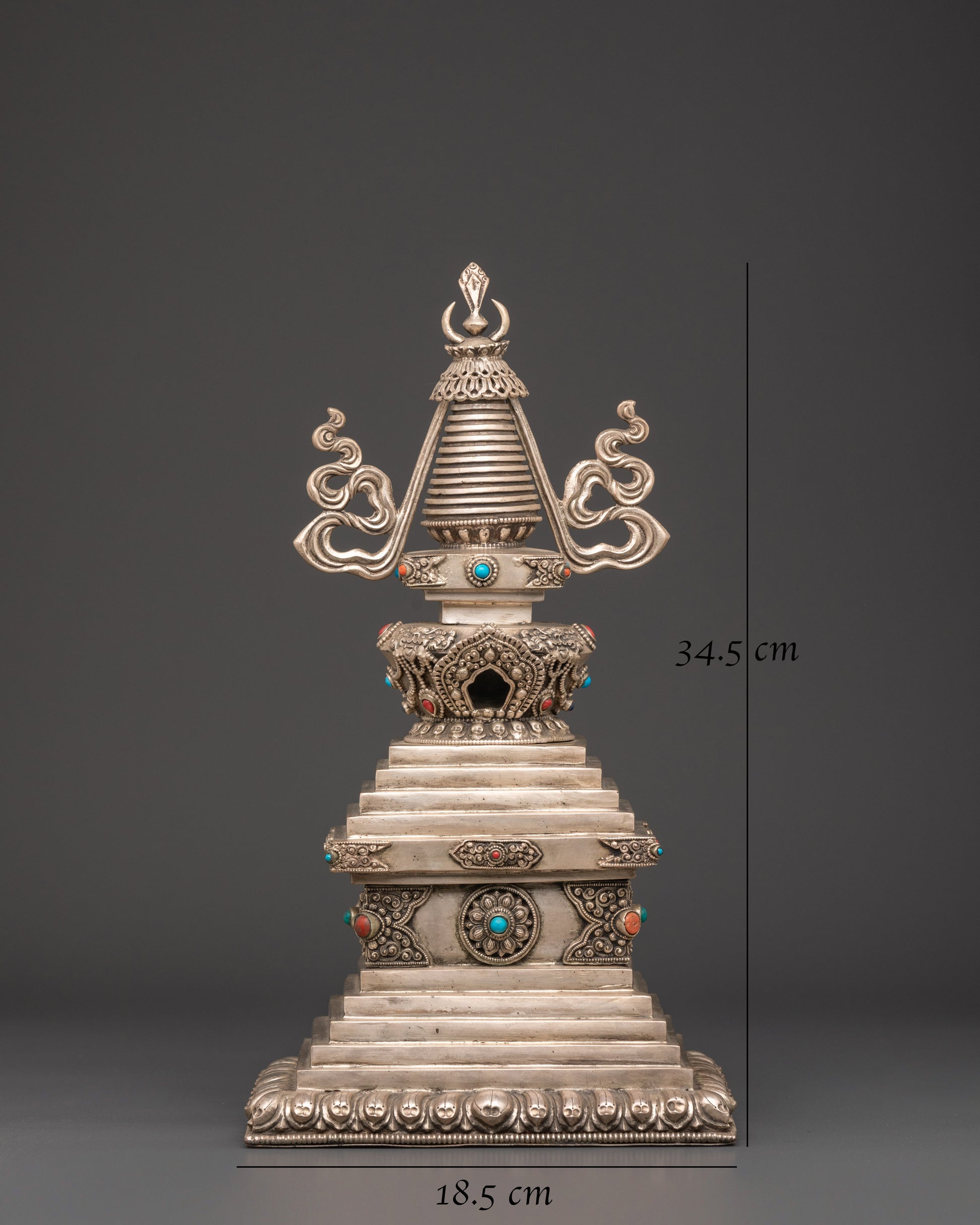 Copper Stupa with Silver Plating