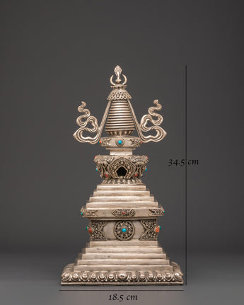 Copper Stupa with Silver Plating