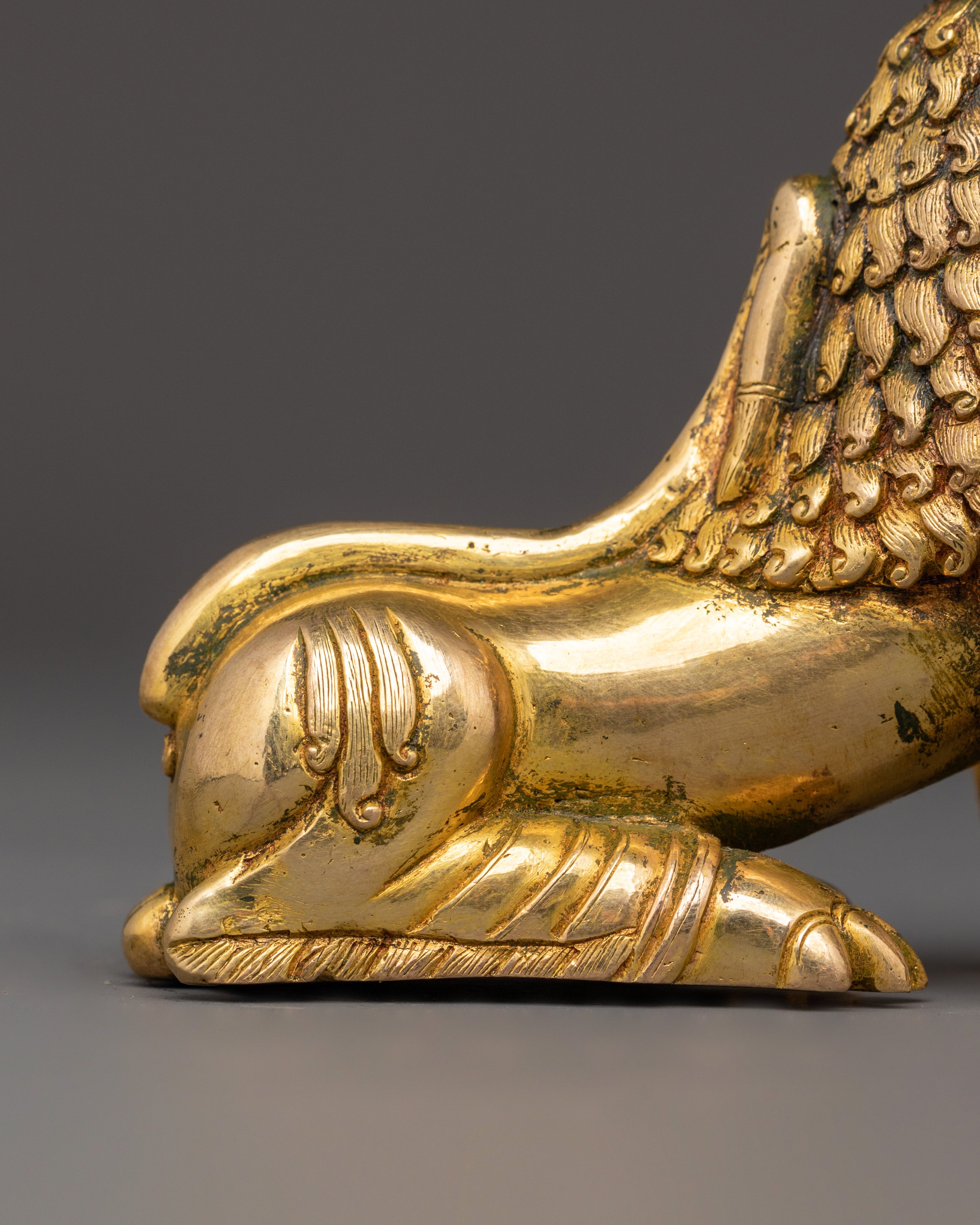 Handmade Lion Set Sculpture | Copper & Gold Plated Protective Decor