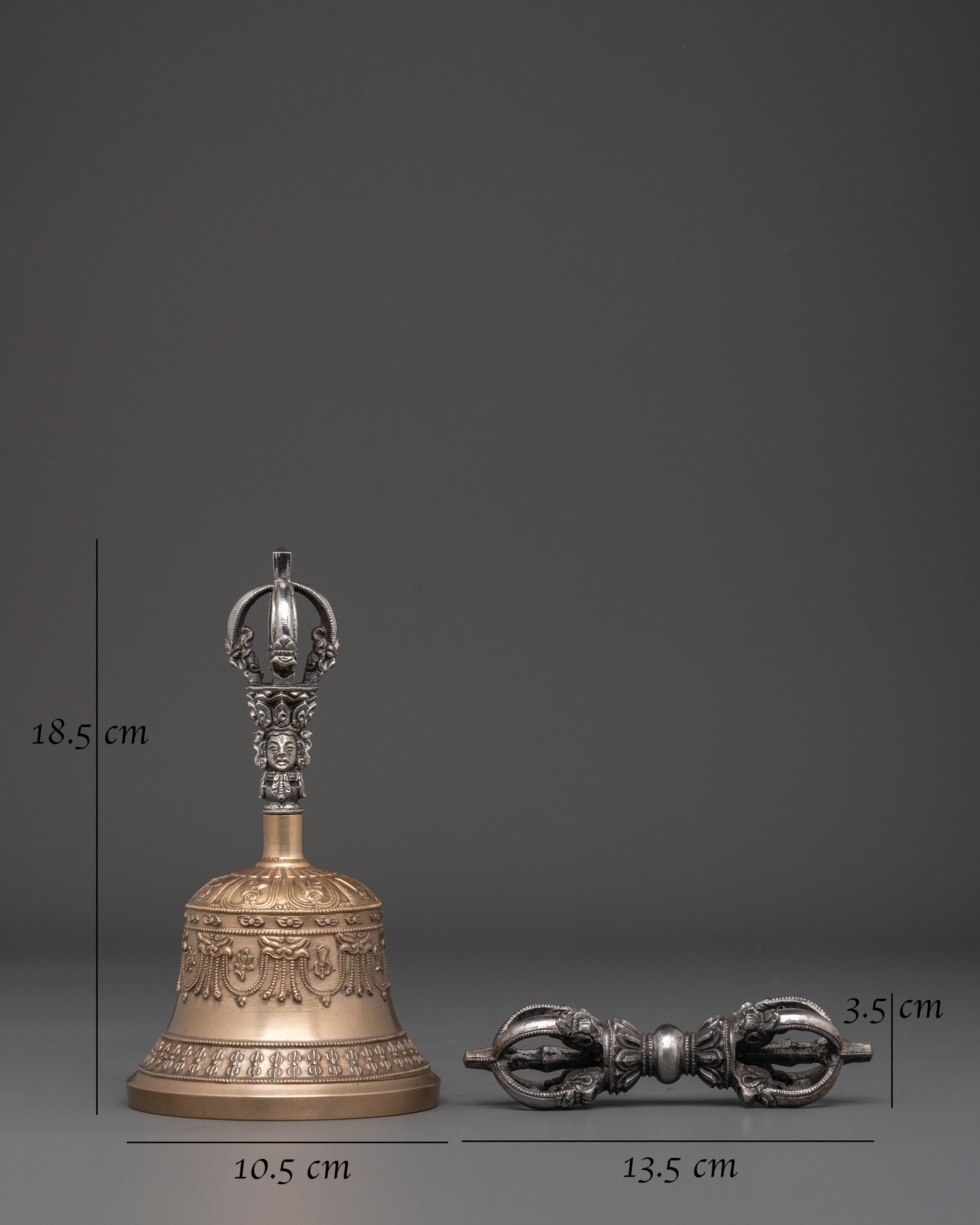 Handcrafted Tibetan Bell & Vajra Set | Ritual Bell and Sacred Vajra