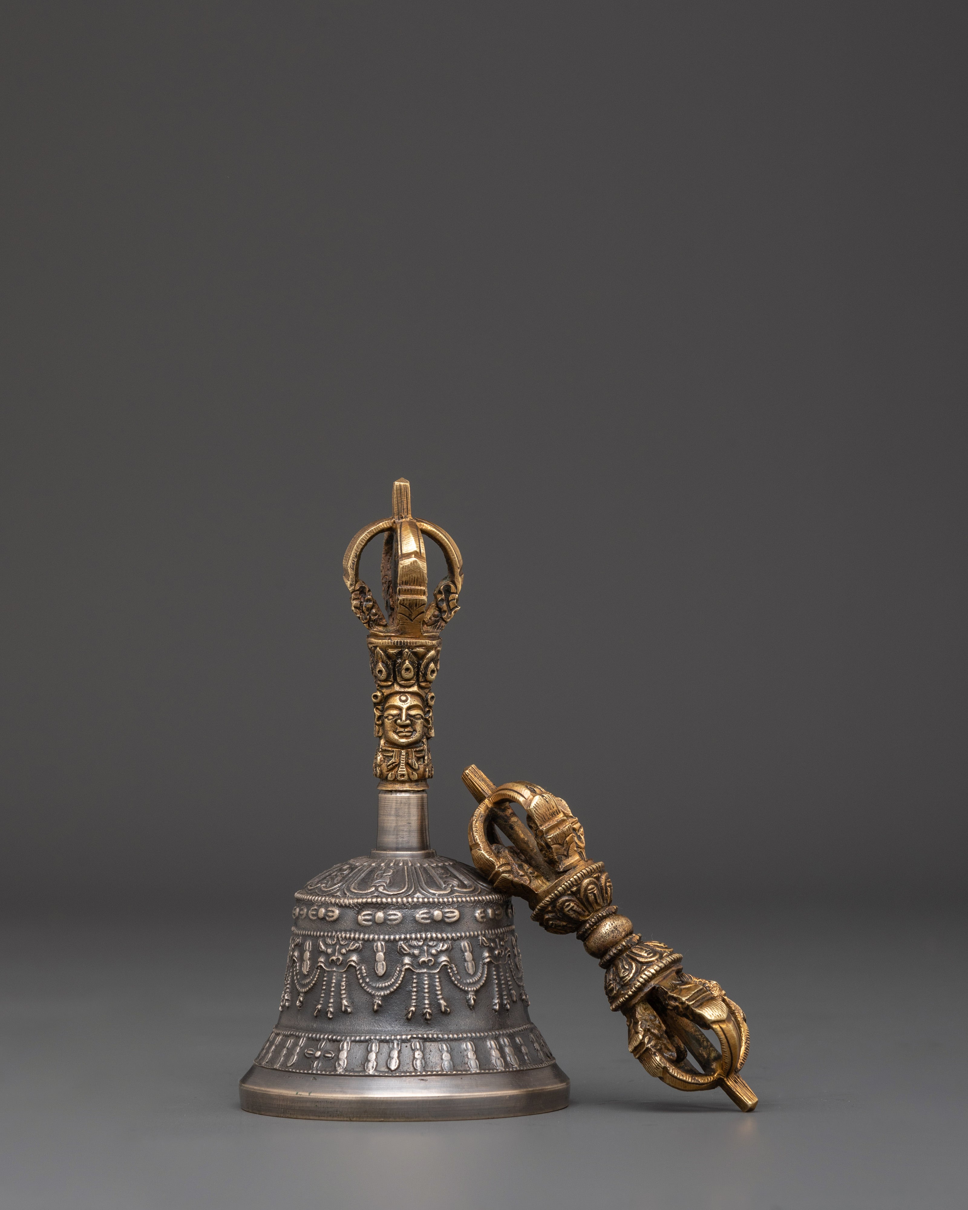 Brass Tibetan Bell & Vajra Set | Sacred Meditation Tools