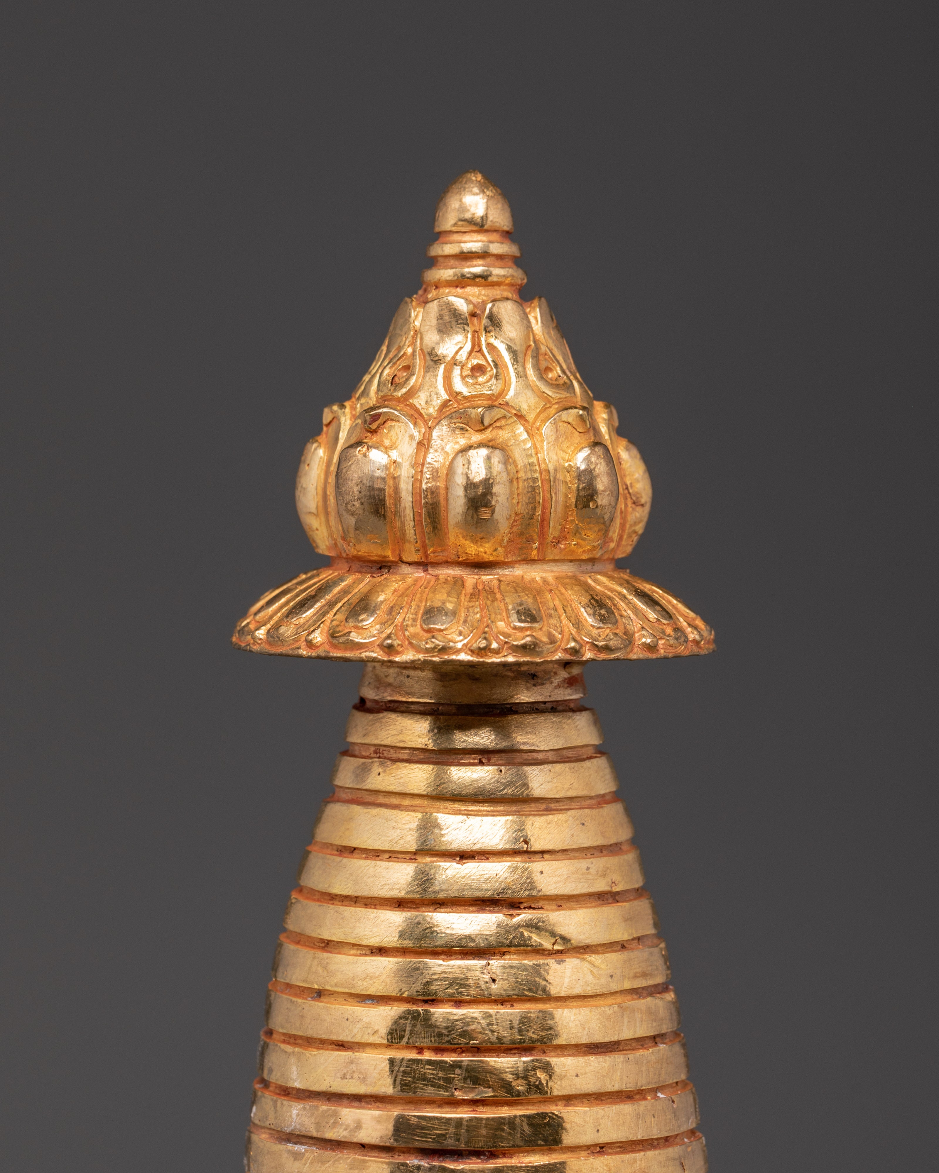 Kadam Tibetan Gold Plated Copper Stupa | Symbol of Enlightenment