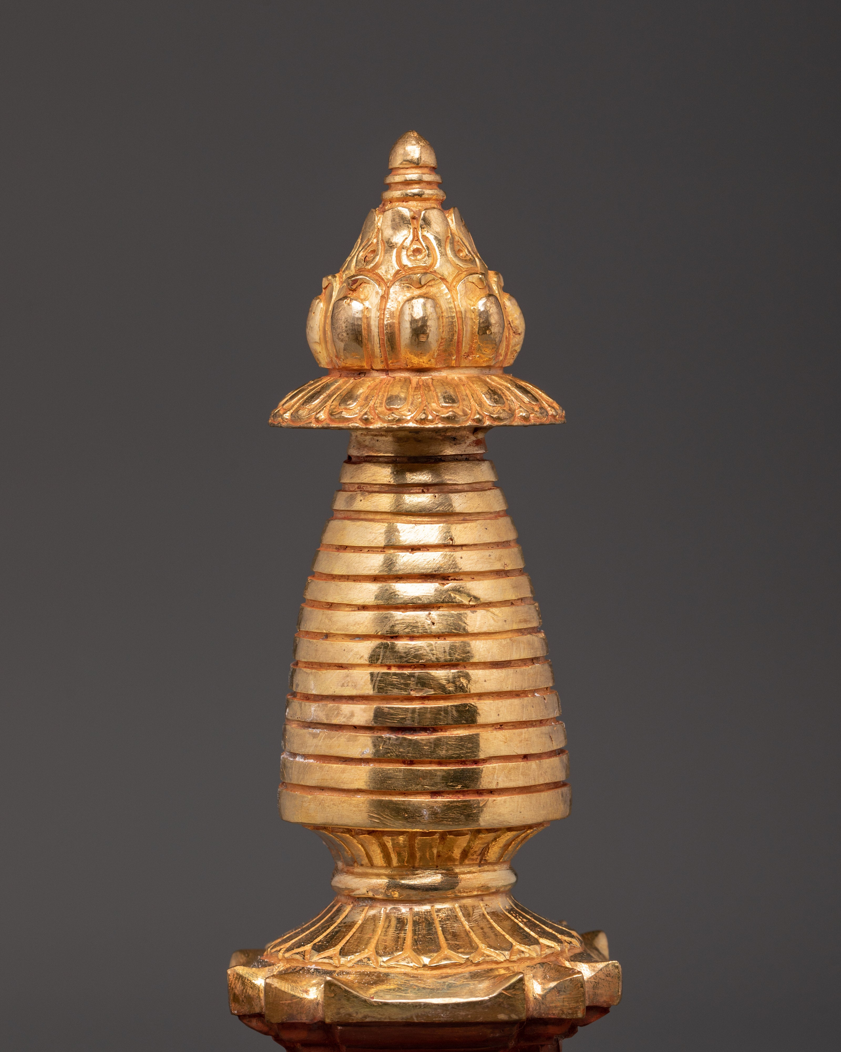 Kadam Tibetan Gold Plated Copper Stupa | Symbol of Enlightenment