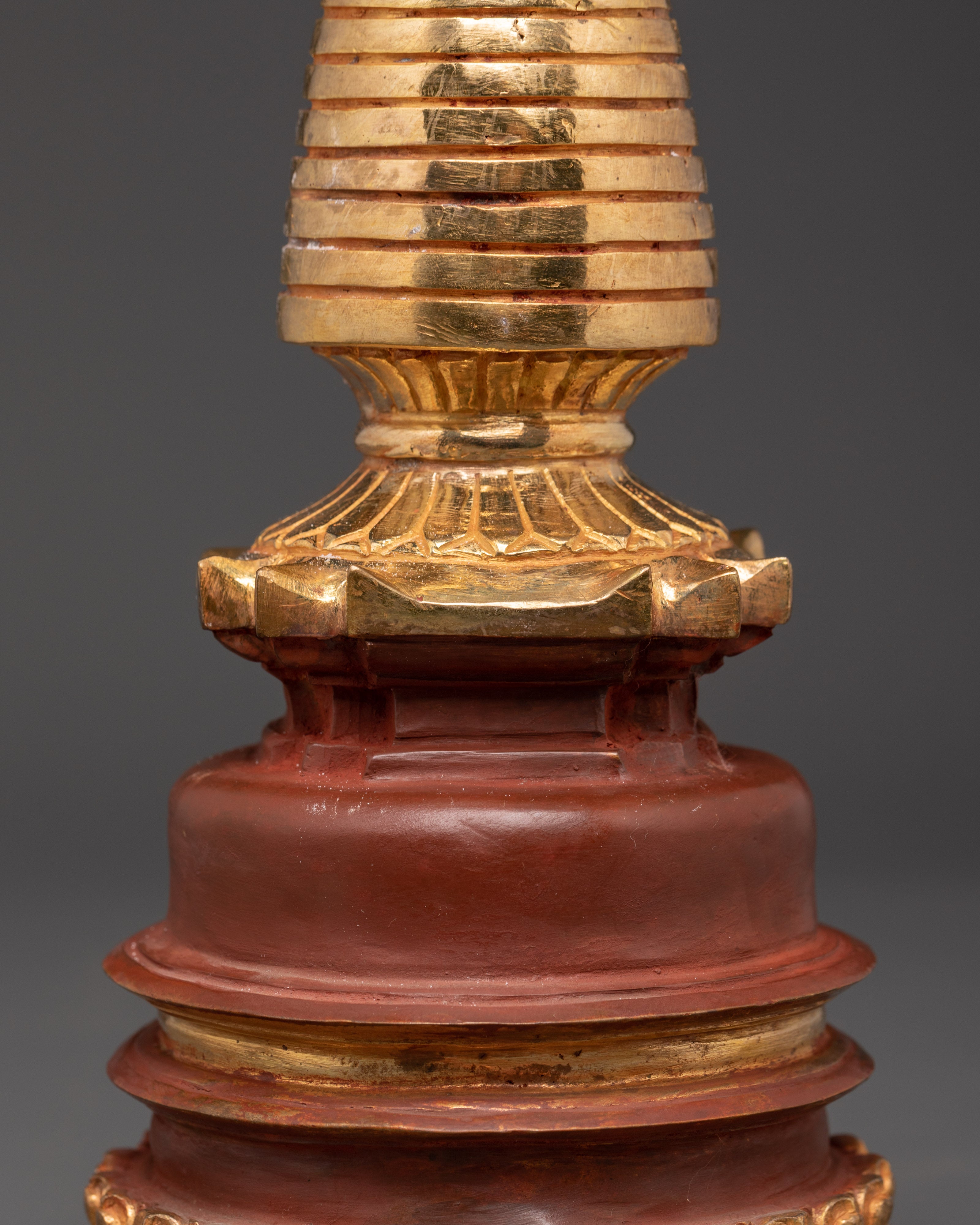 Kadam Tibetan Gold Plated Copper Stupa | Symbol of Enlightenment