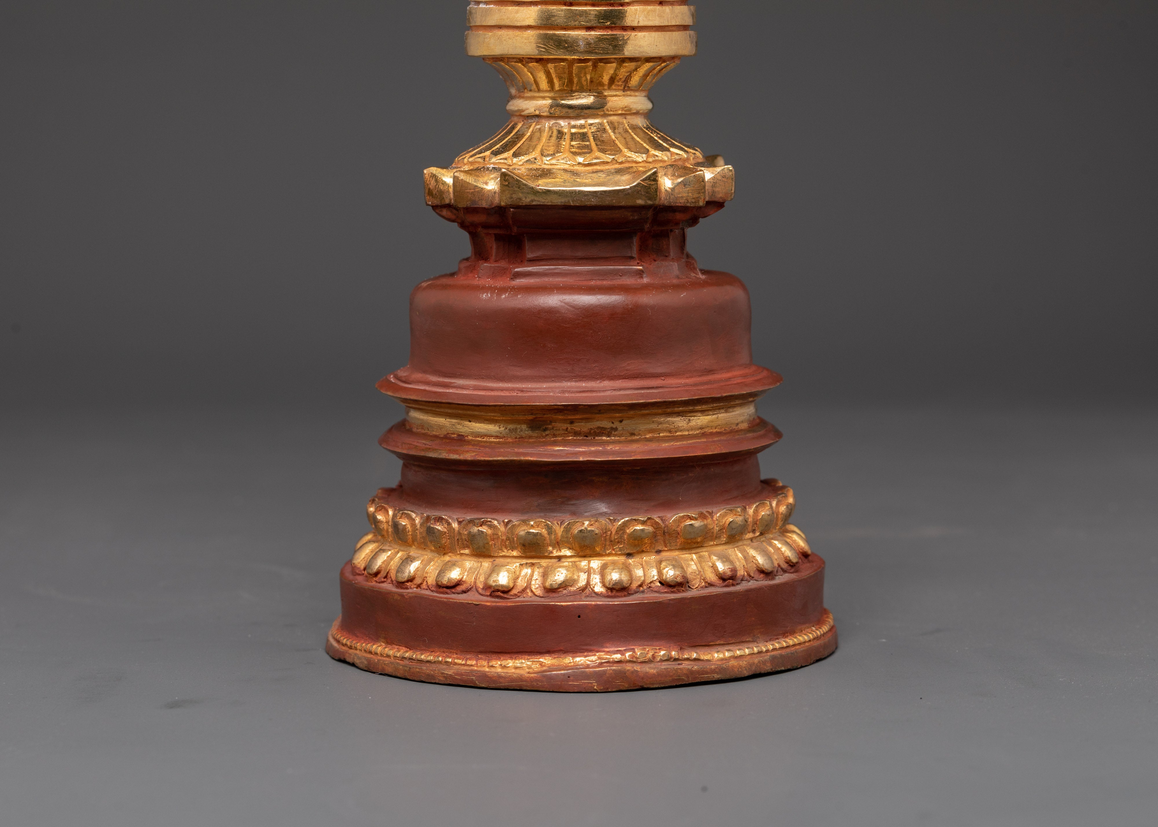 Kadam Tibetan Gold Plated Copper Stupa | Symbol of Enlightenment