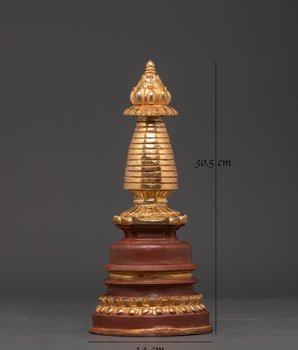 Kadam Tibetan Gold Plated Copper Stupa | Symbol of Enlightenment