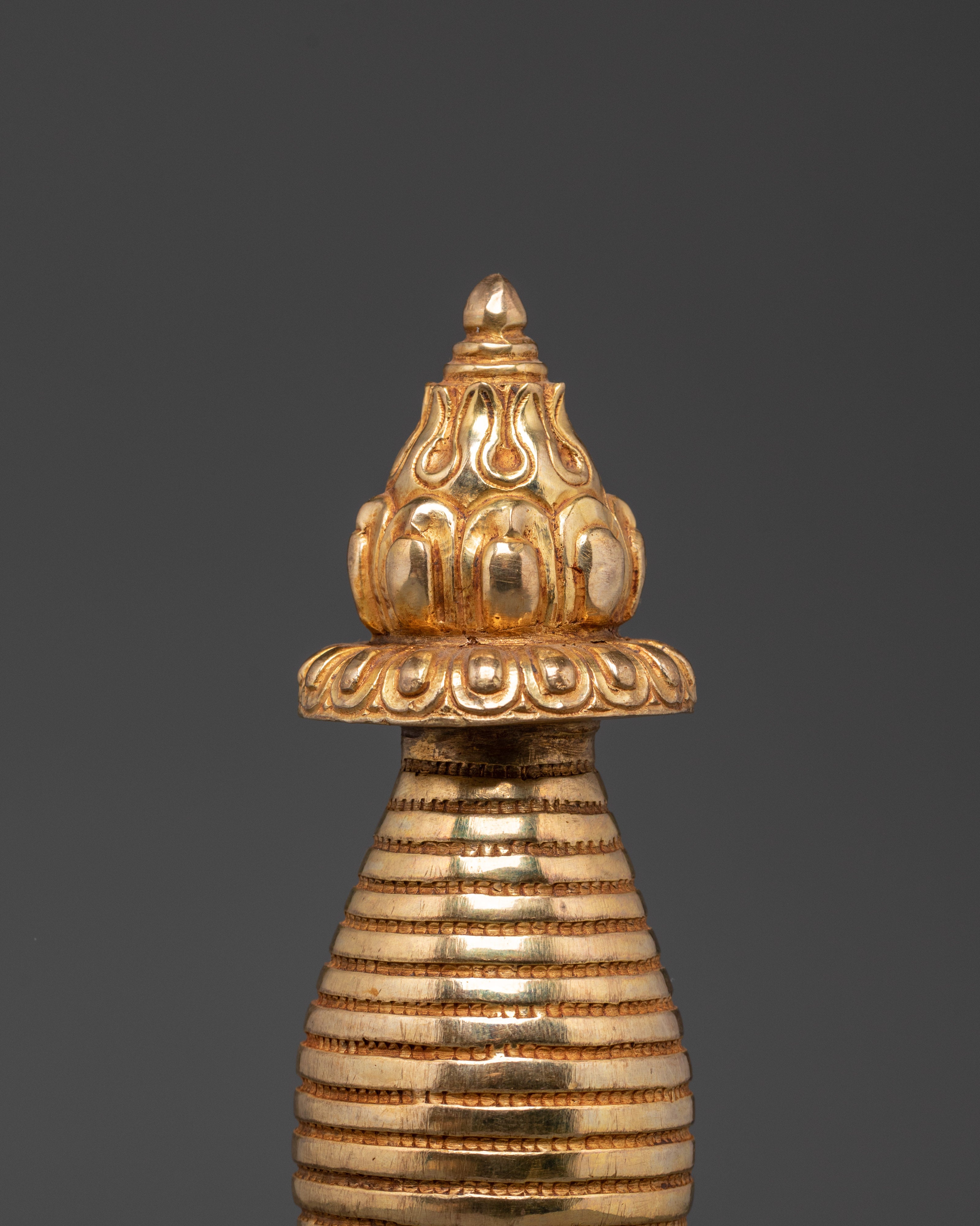 Handcrafted Gold Copper-Plated Brass Stupa | Sacred Decor for Mindfulness Spaces