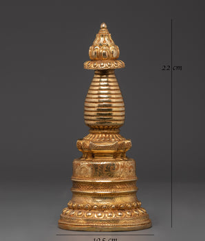 Handcrafted Gold Copper-Plated Brass Stupa | Sacred Decor for Mindfulness Spaces