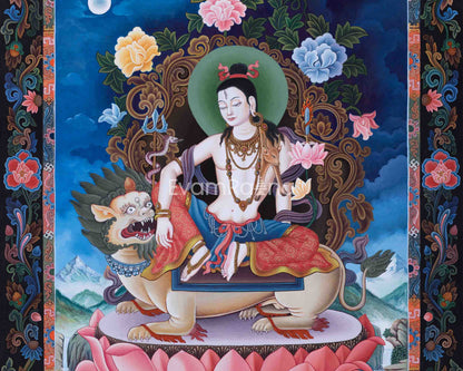 High-Quality Giclee Print To Practice Chenrezig Long Mantra | Nepali Painting Print Of Bodhisattva Of Compassion