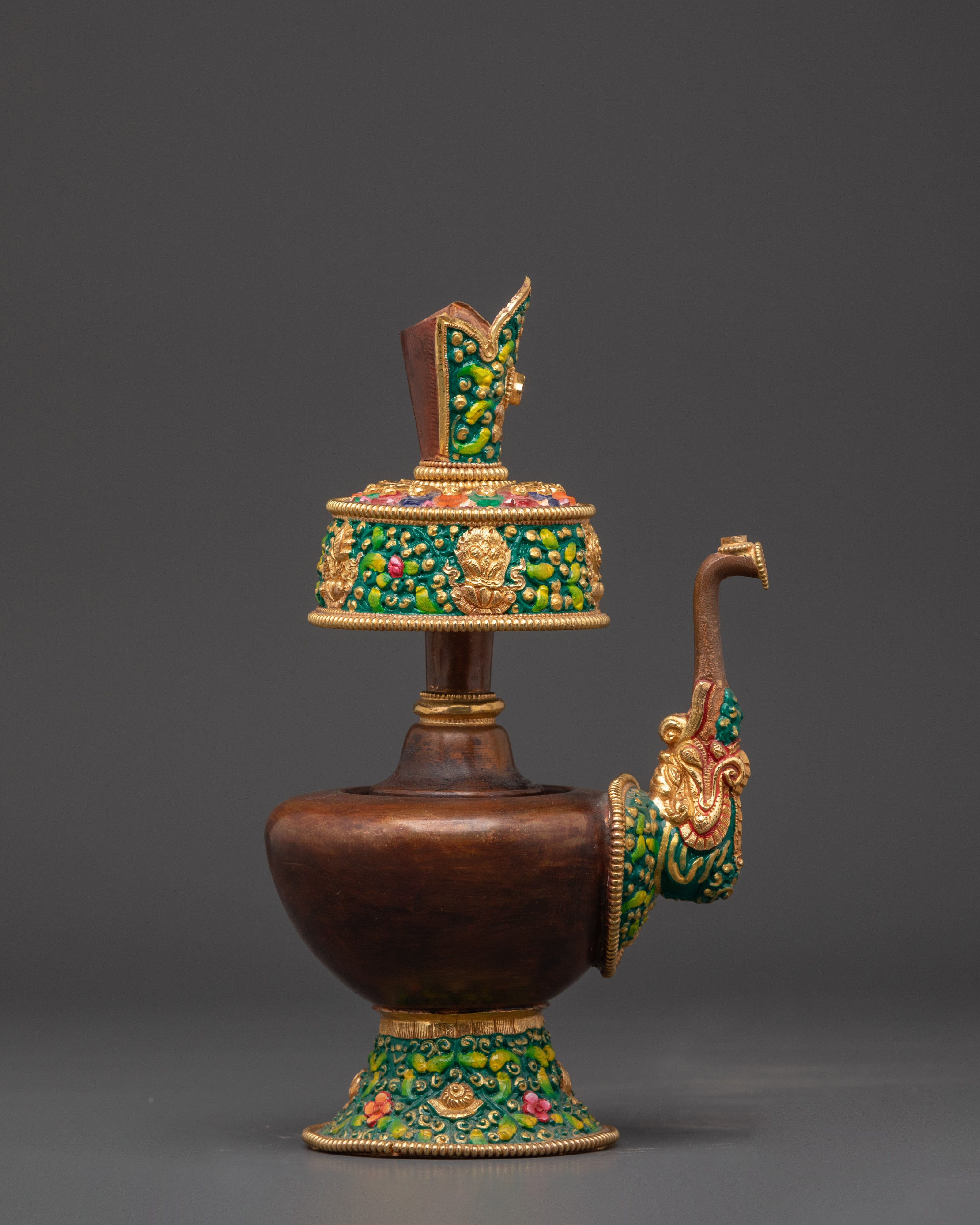 Green Colored Bhumba Set for Tibetan Buddhist Altar