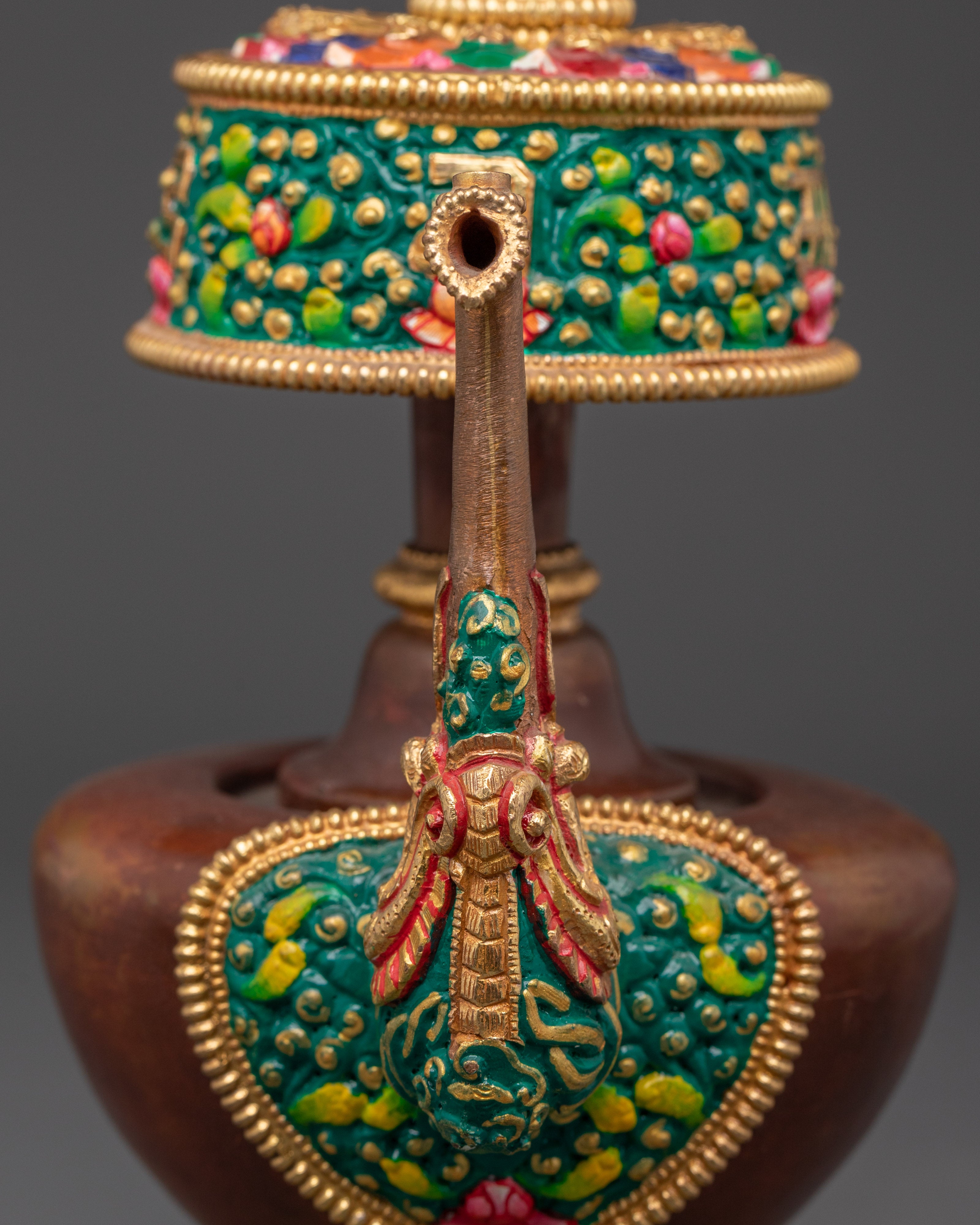 Green Colored Bhumba Set for Tibetan Buddhist Altar
