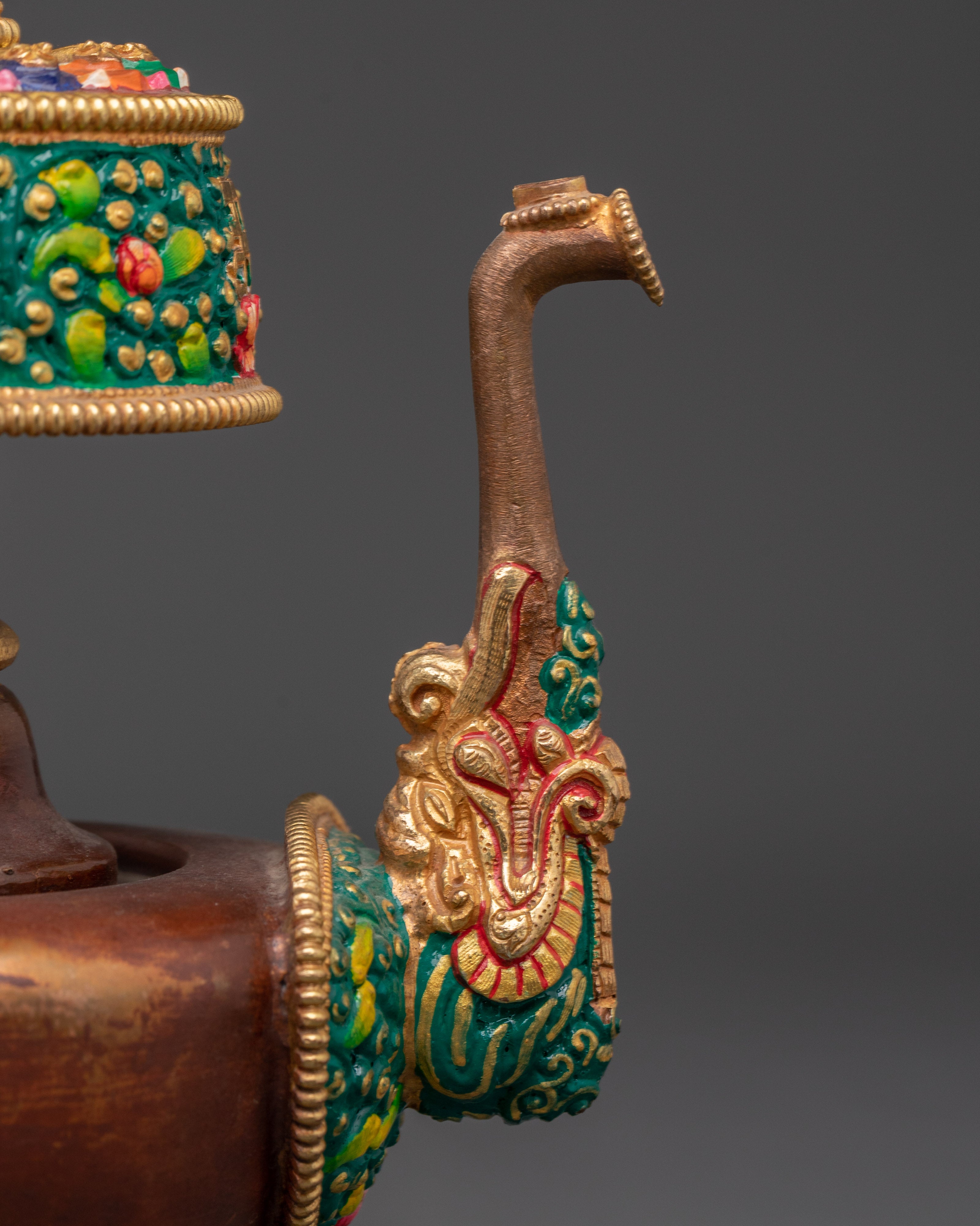 Green Colored Bhumba Set for Tibetan Buddhist Altar
