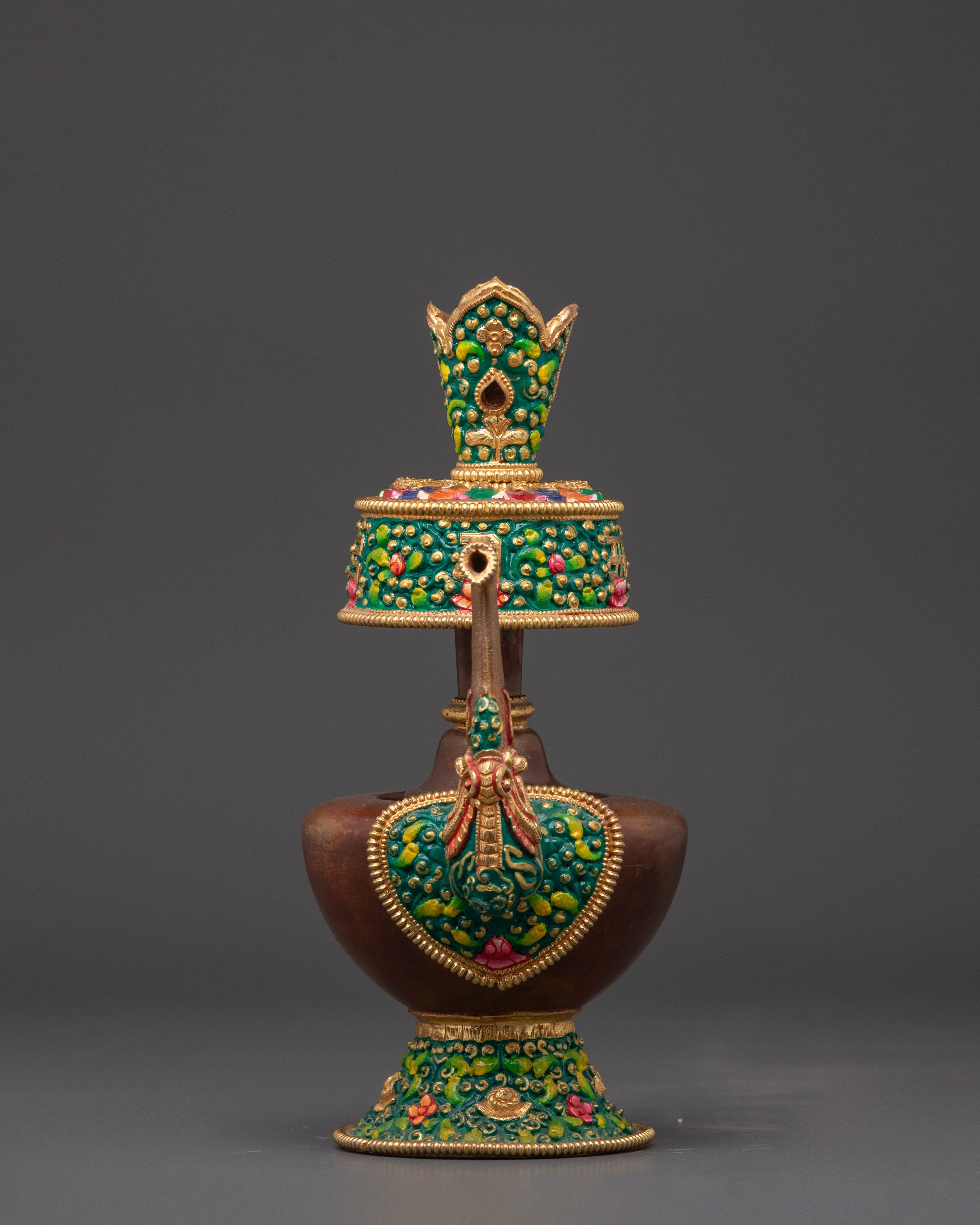 Green Colored Bhumba Set for Tibetan Buddhist Altar