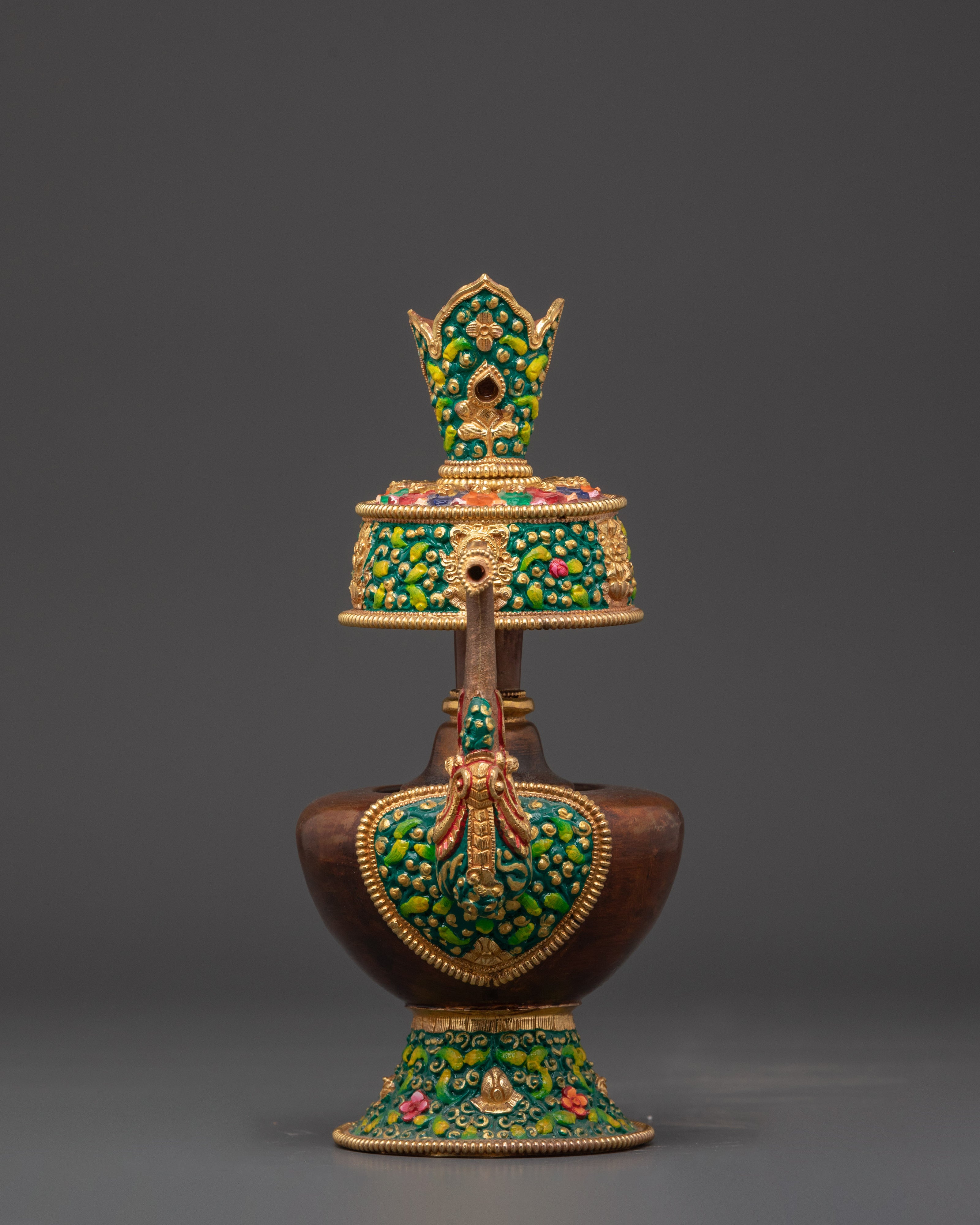 Green Colored Bhumba Set for Tibetan Buddhist Altar