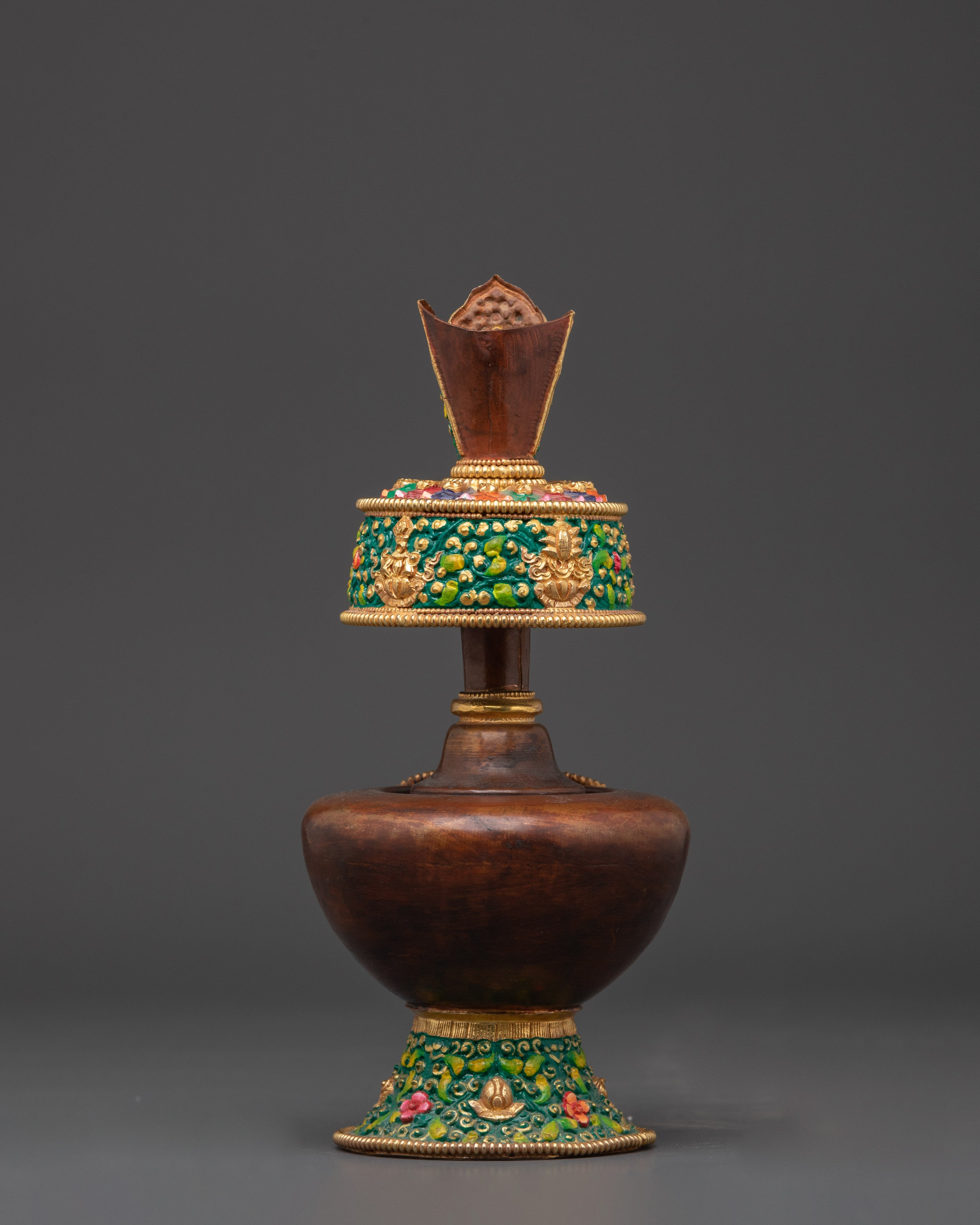 Green Colored Bhumba Set for Tibetan Buddhist Altar