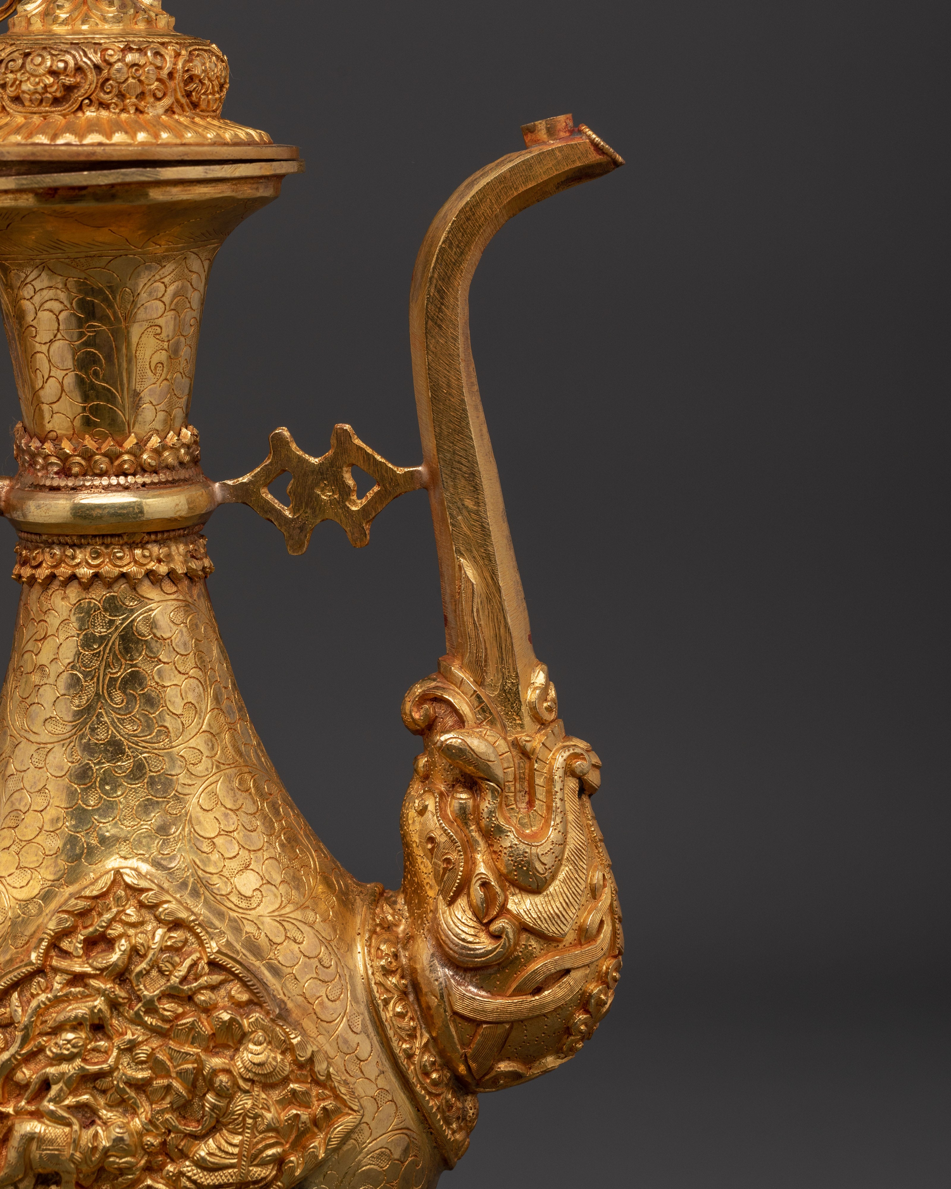 Tibetan Ritual Bhumba Vase | Gold-Plated Copper Holy Water Vessel