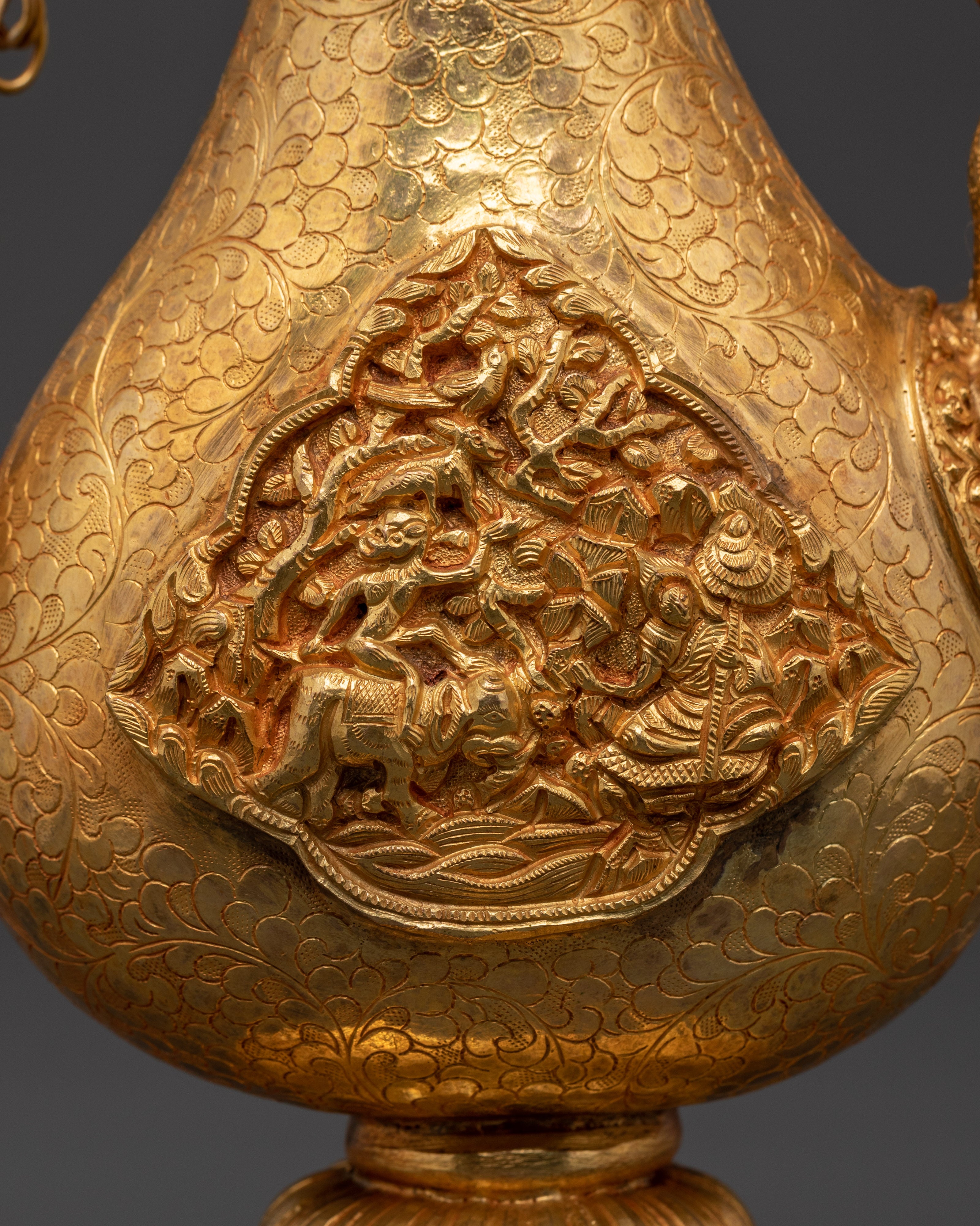 Tibetan Ritual Bhumba Vase | Gold-Plated Copper Holy Water Vessel