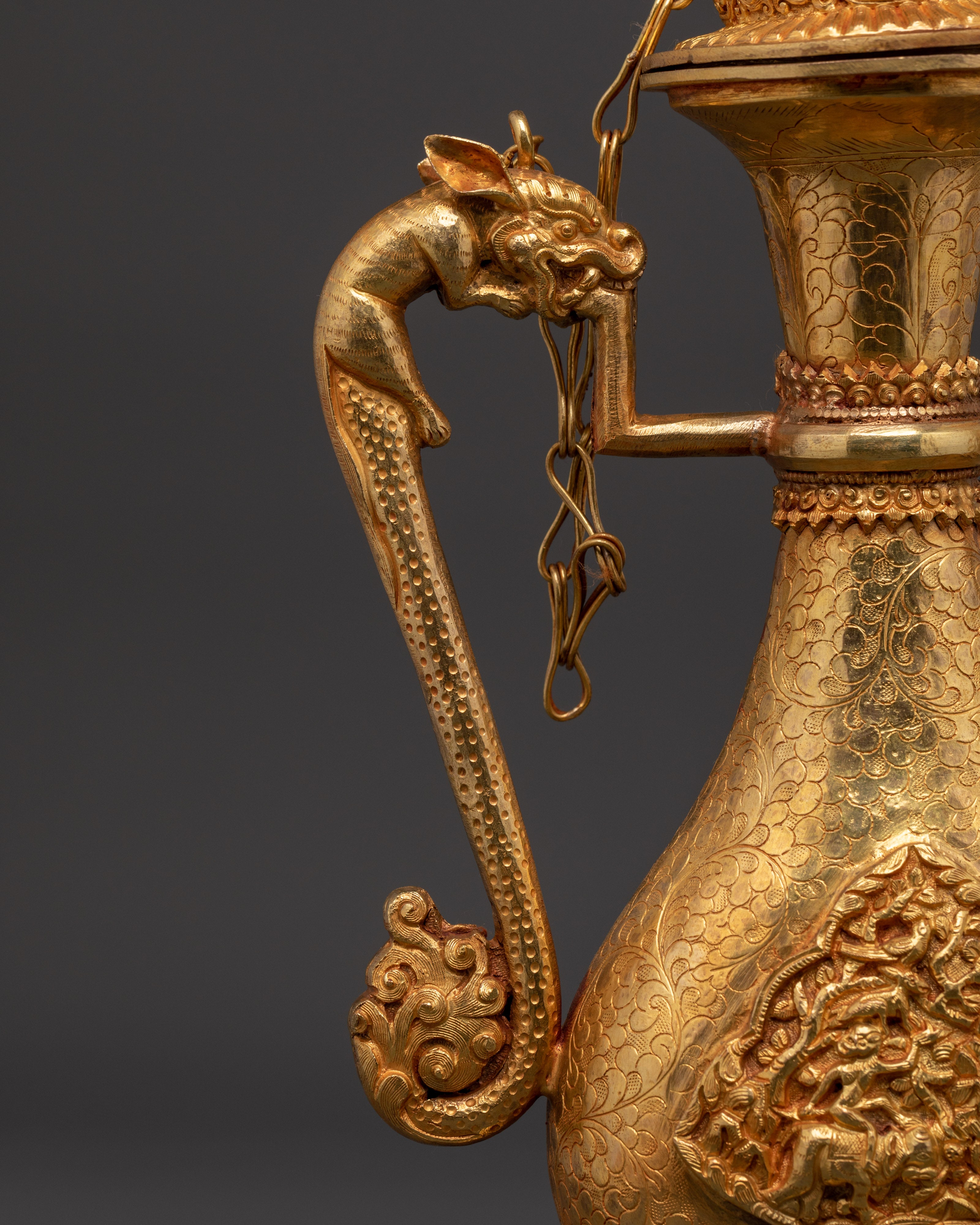 Tibetan Ritual Bhumba Vase | Gold-Plated Copper Holy Water Vessel