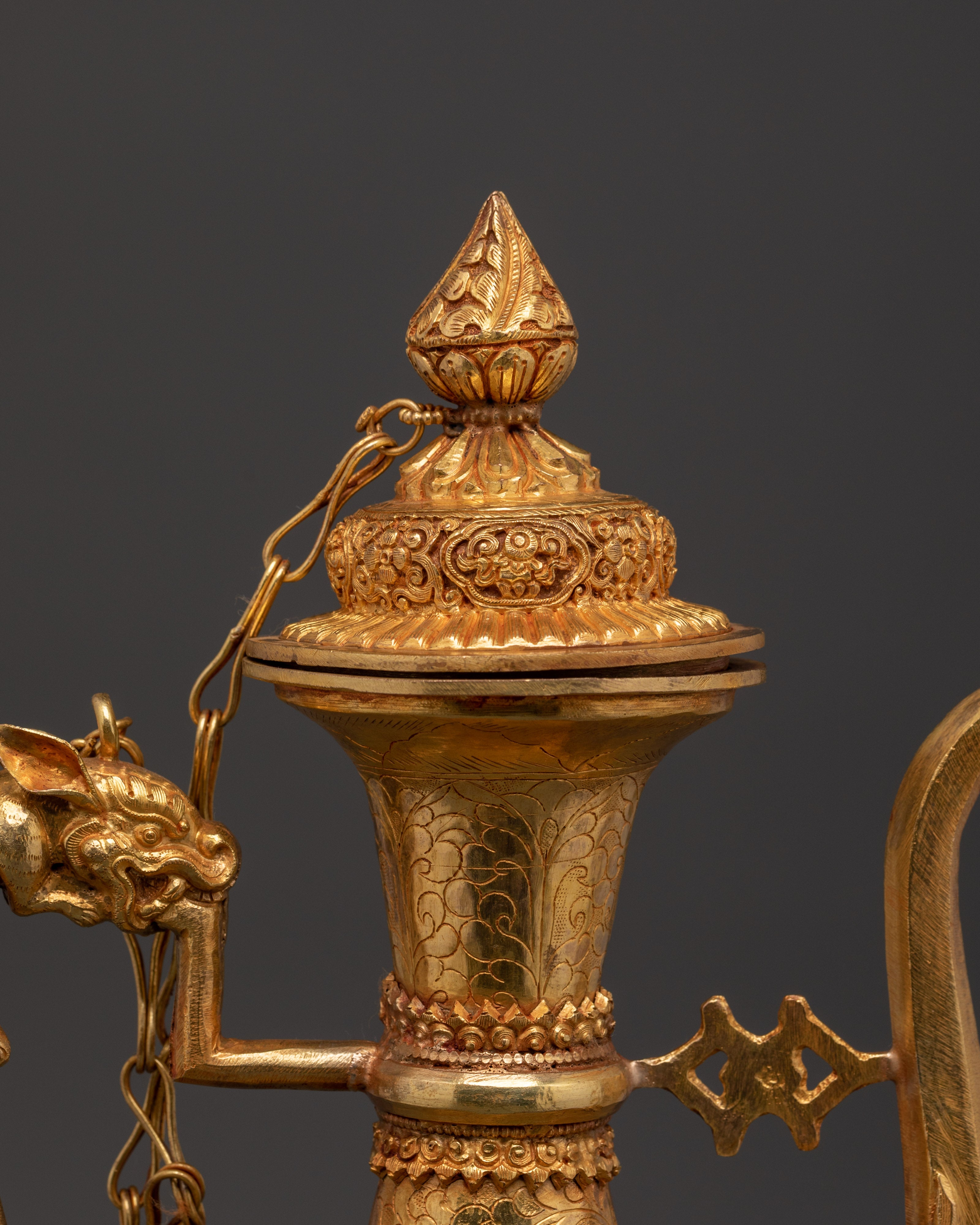 Tibetan Ritual Bhumba Vase | Gold-Plated Copper Holy Water Vessel