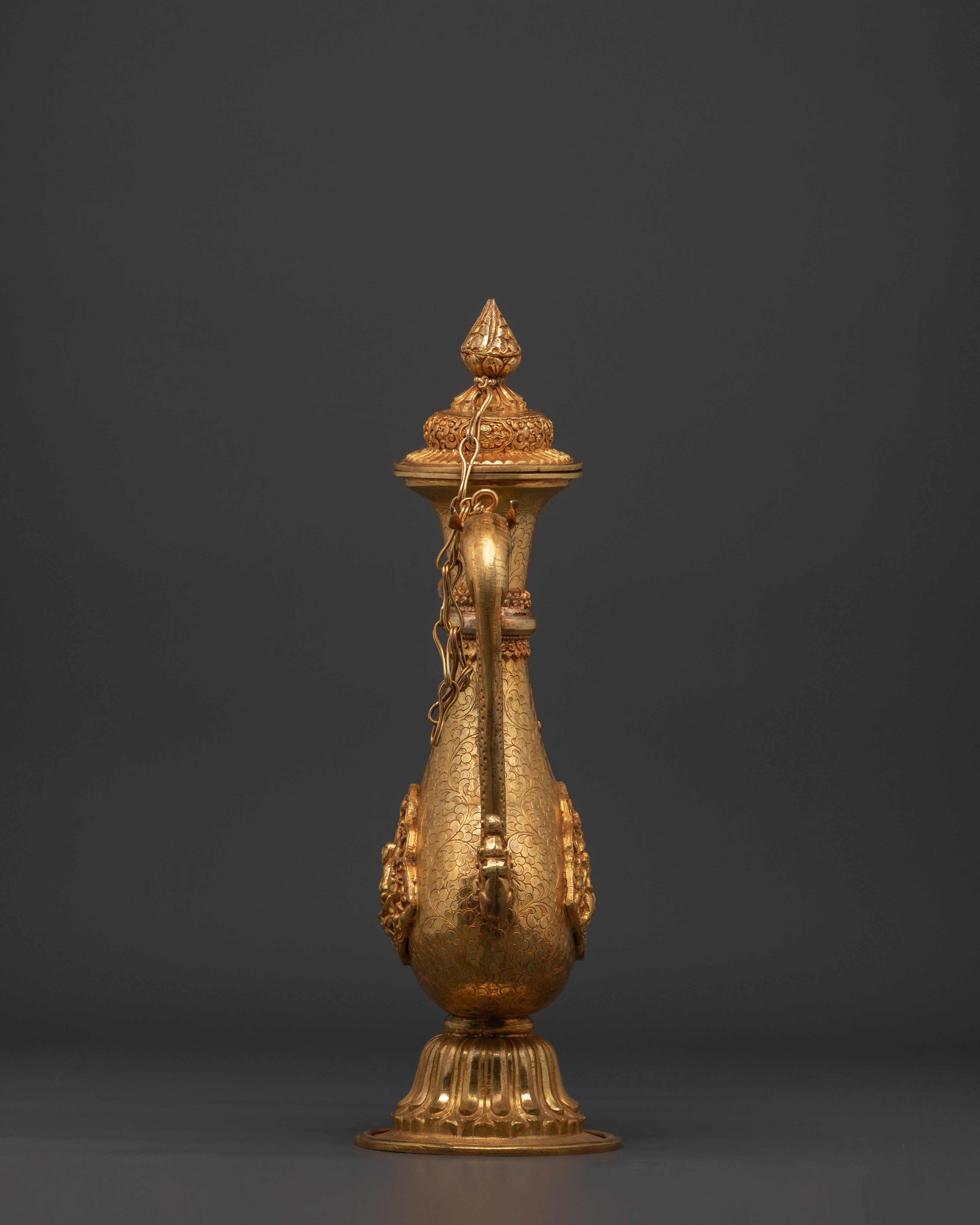 Tibetan Ritual Bhumba Vase | Gold-Plated Copper Holy Water Vessel