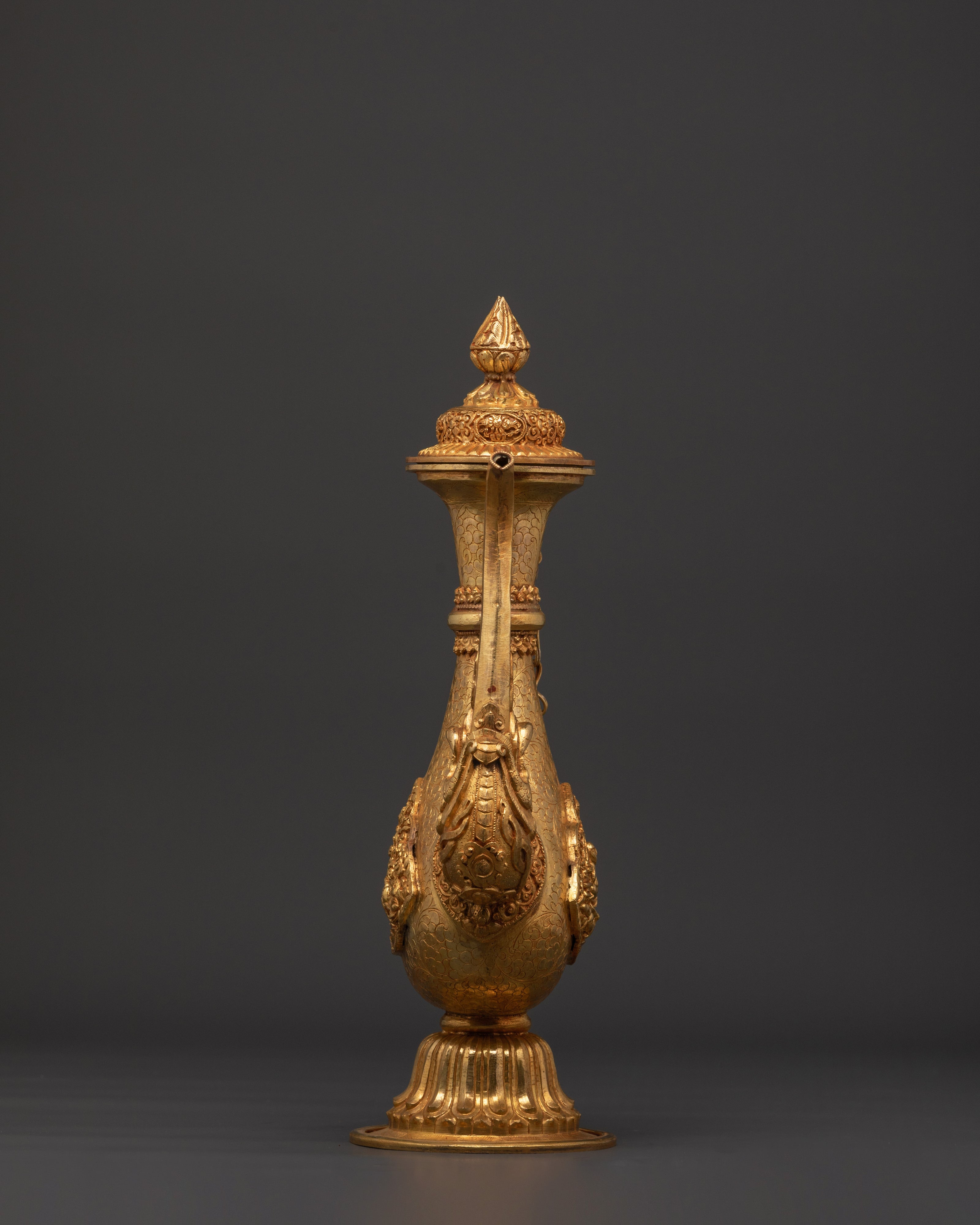 Tibetan Ritual Bhumba Vase | Gold-Plated Copper Holy Water Vessel