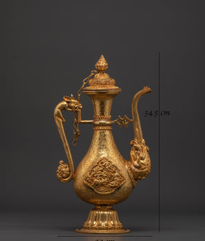 Tibetan Ritual Bhumba Vase | Gold-Plated Copper Holy Water Vessel