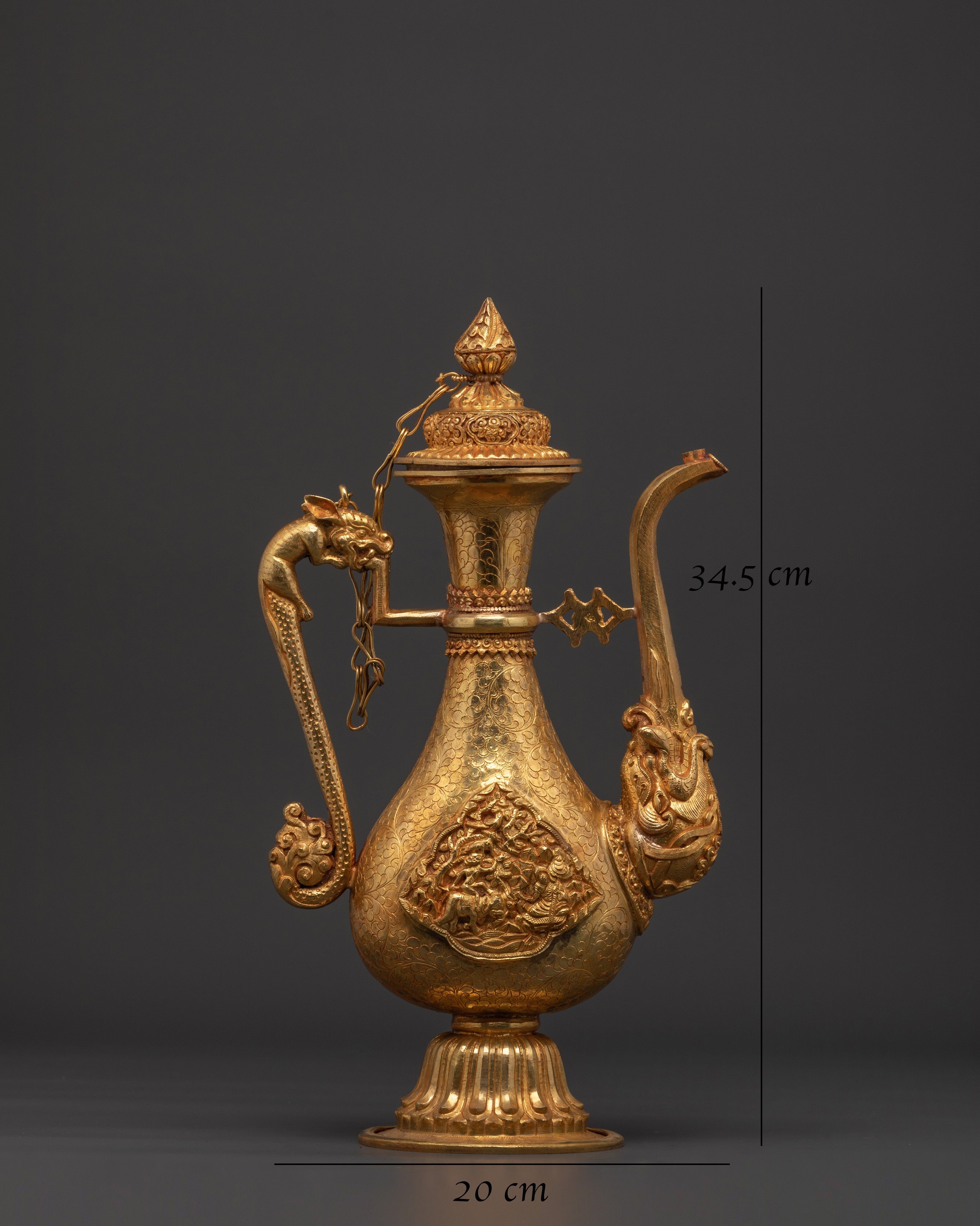 Tibetan Ritual Bhumba Vase | Gold-Plated Copper Holy Water Vessel