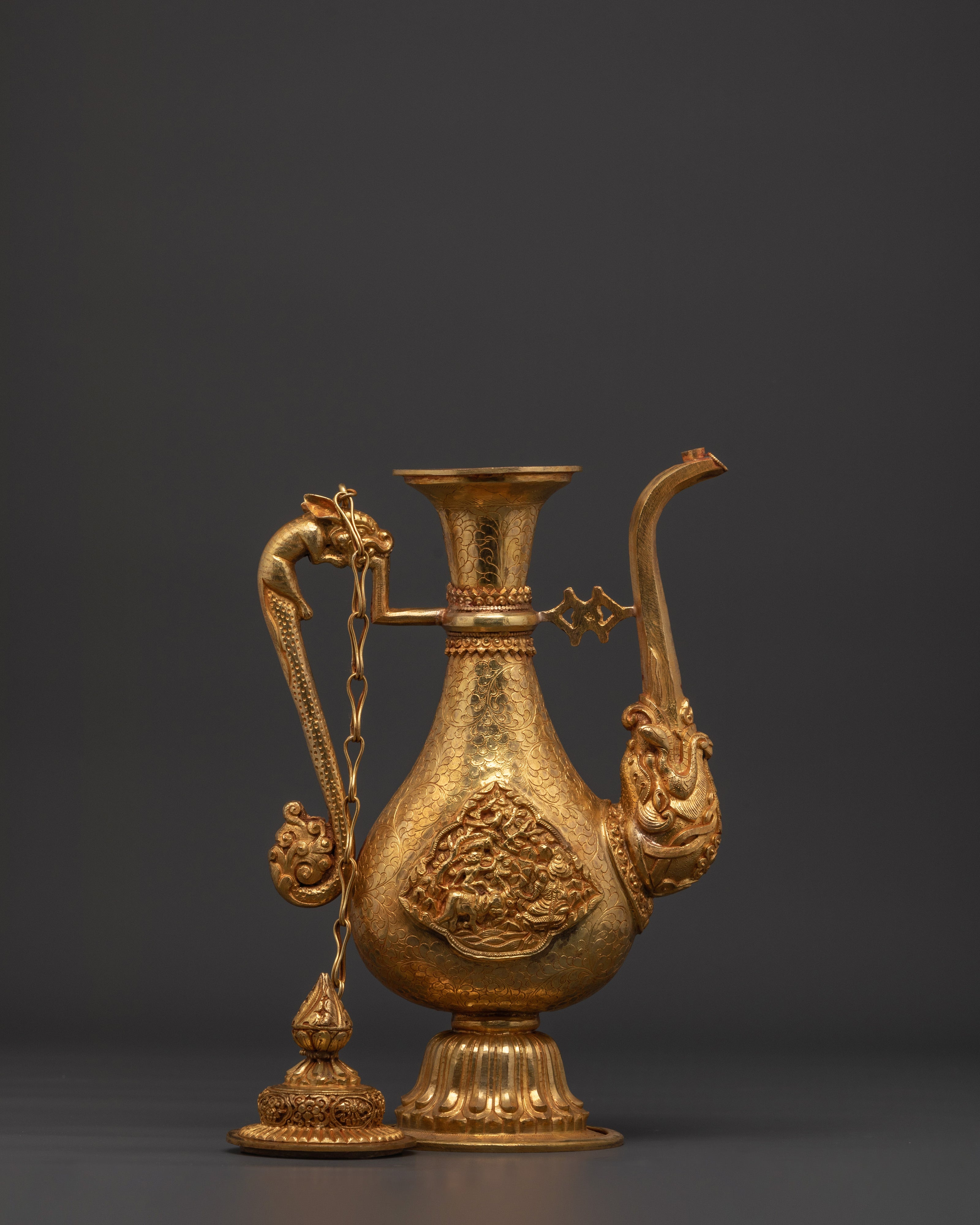 Tibetan Ritual Bhumba Vase | Gold-Plated Copper Holy Water Vessel