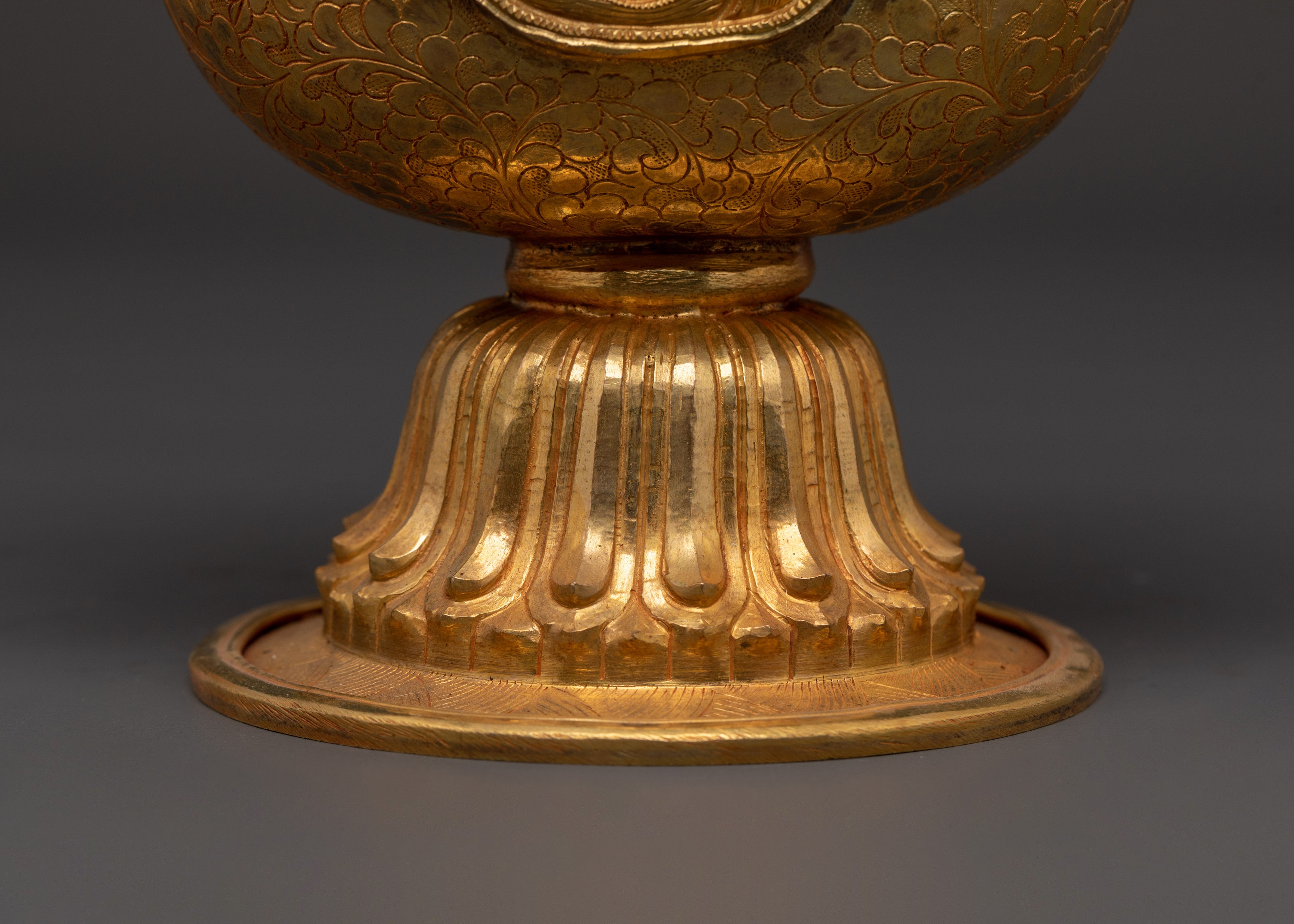 Tibetan Ritual Bhumba Vase | Gold-Plated Copper Holy Water Vessel