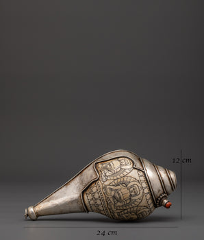 Tibetan Silver Conch Shell | Silver-Wrapped Ritual Shankha