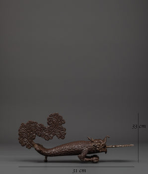 Tibetan Dragon Door Handle | Handcrafted Iron Door Pull with Cloud Tail