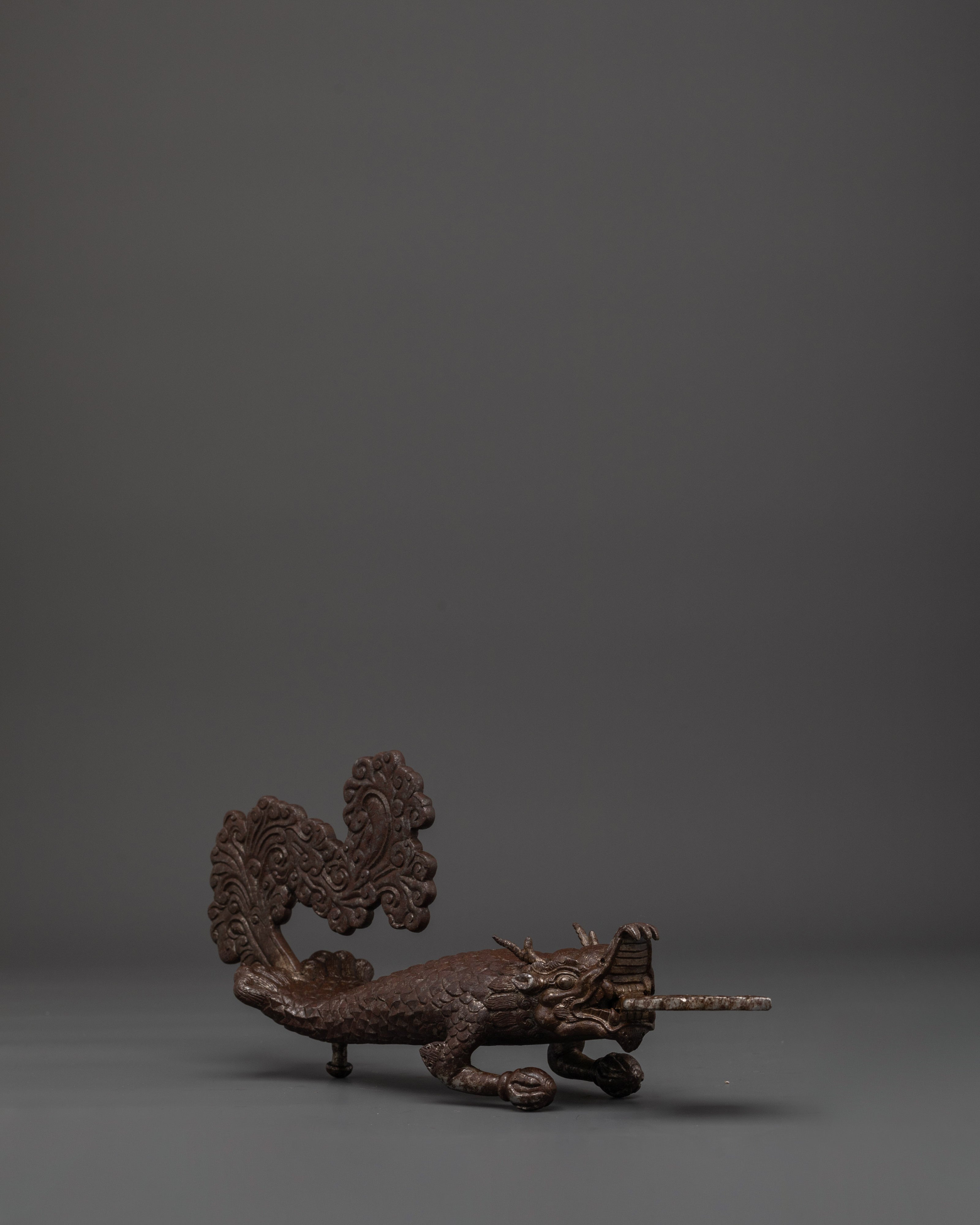 Tibetan Dragon Door Handle | Handcrafted Iron Door Pull with Cloud Tail