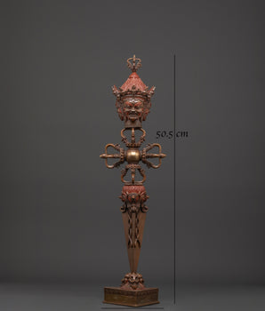 Himalayan Buddhist Ritual Dagger | Oxidized Copper Phurba with Dorje