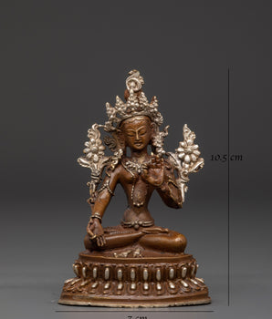 White Tara Compassionate Buddhist Goddess | Oxidized Copper Silver Plated Statue