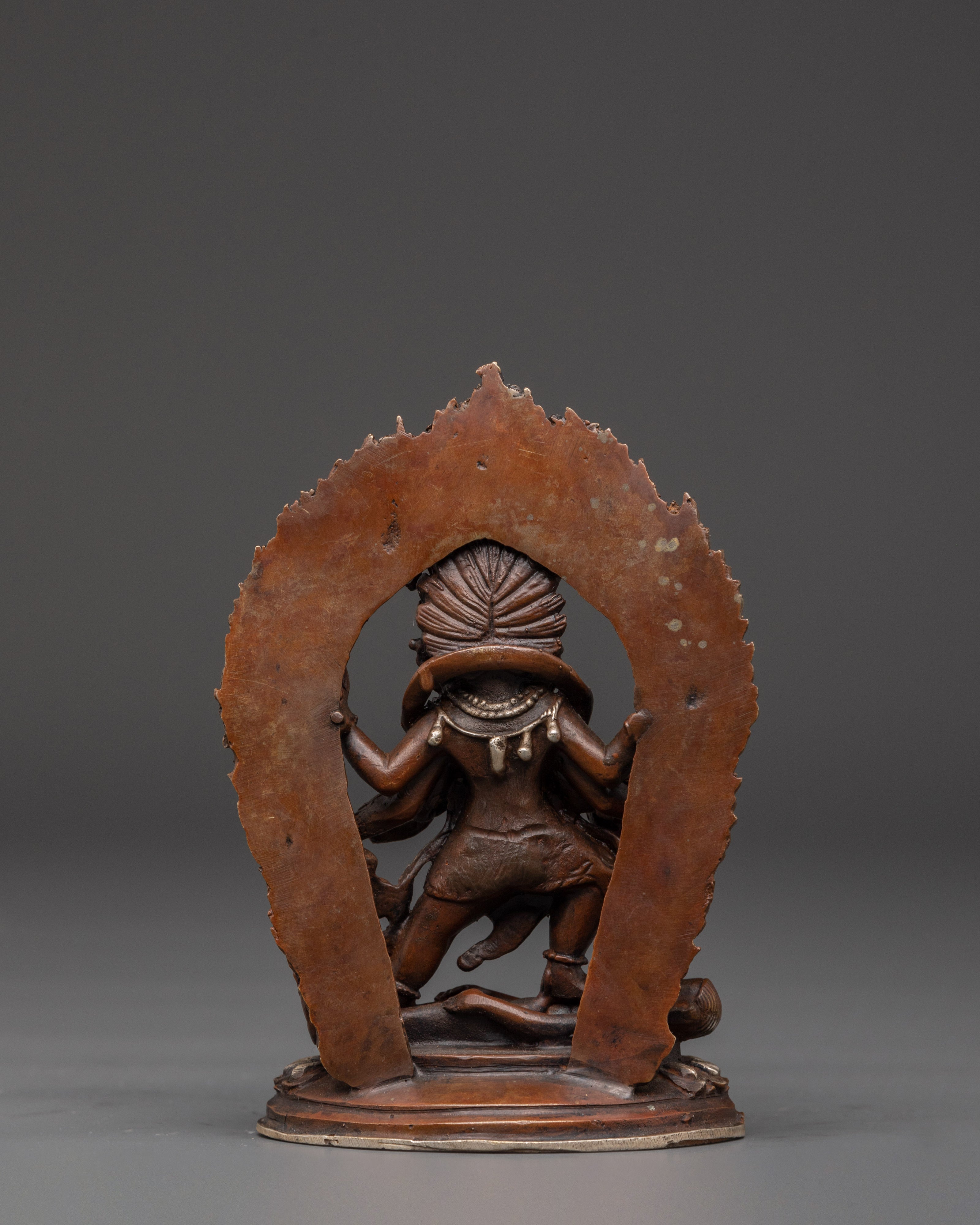 Sacred Kal Bhairav Statue | Oxidized Copper Silver Plated Hindu Deity