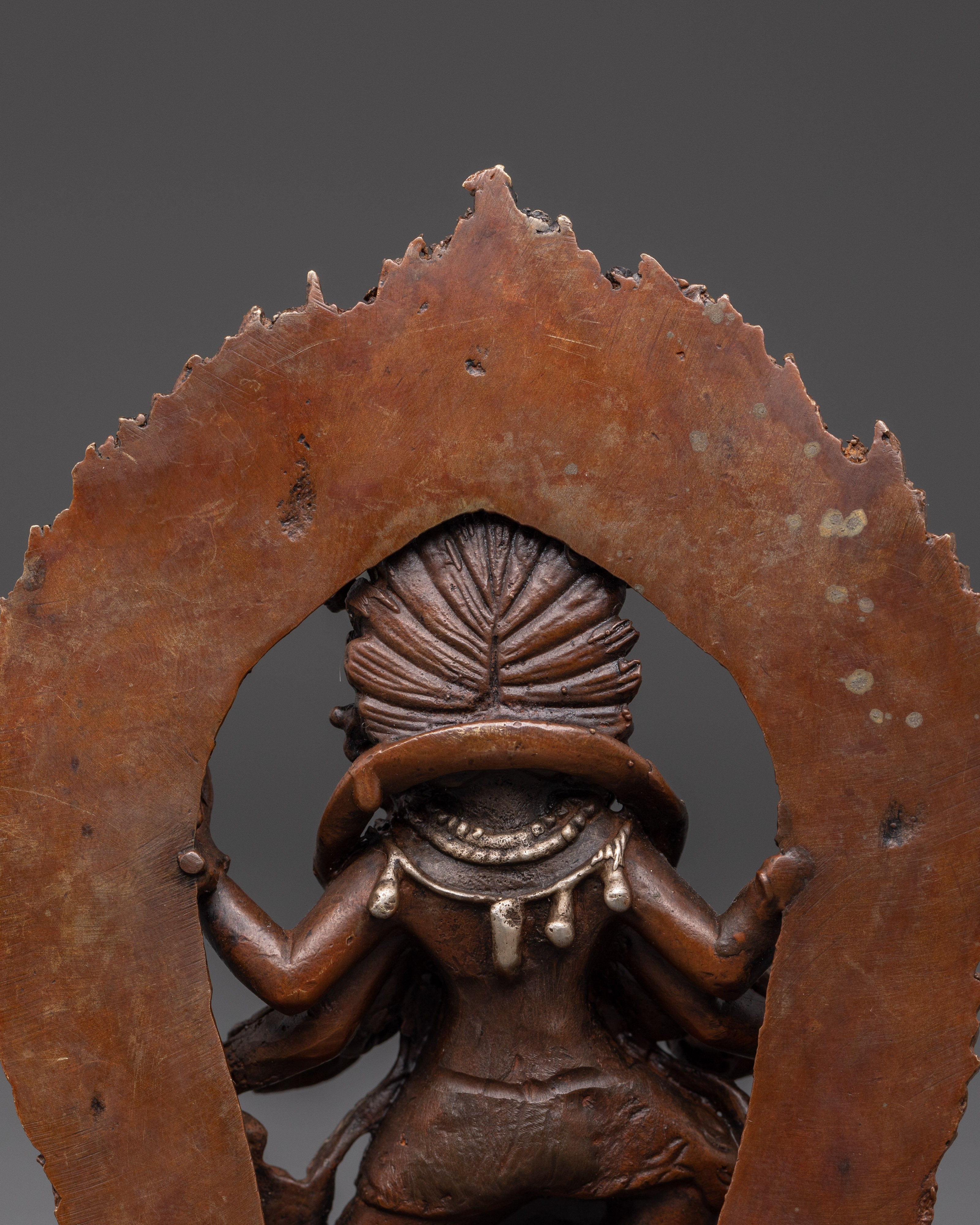 Sacred Kal Bhairav Statue | Oxidized Copper Silver Plated Hindu Deity
