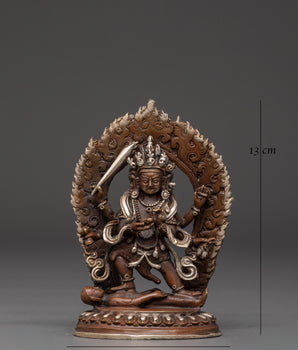 Sacred Kal Bhairav Statue | Oxidized Copper Silver Plated Hindu Deity