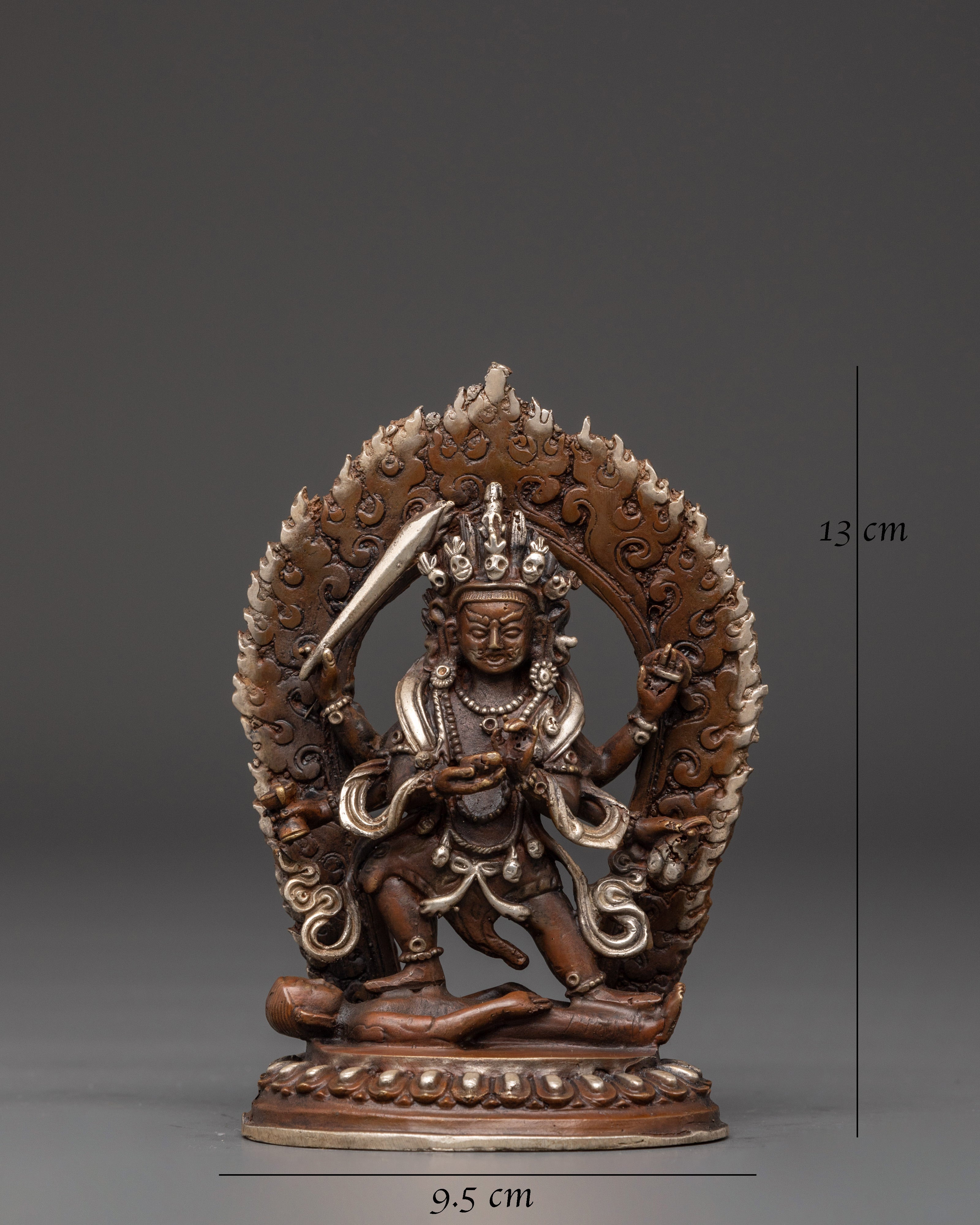 Sacred Kal Bhairav Statue | Oxidized Copper Silver Plated Hindu Deity