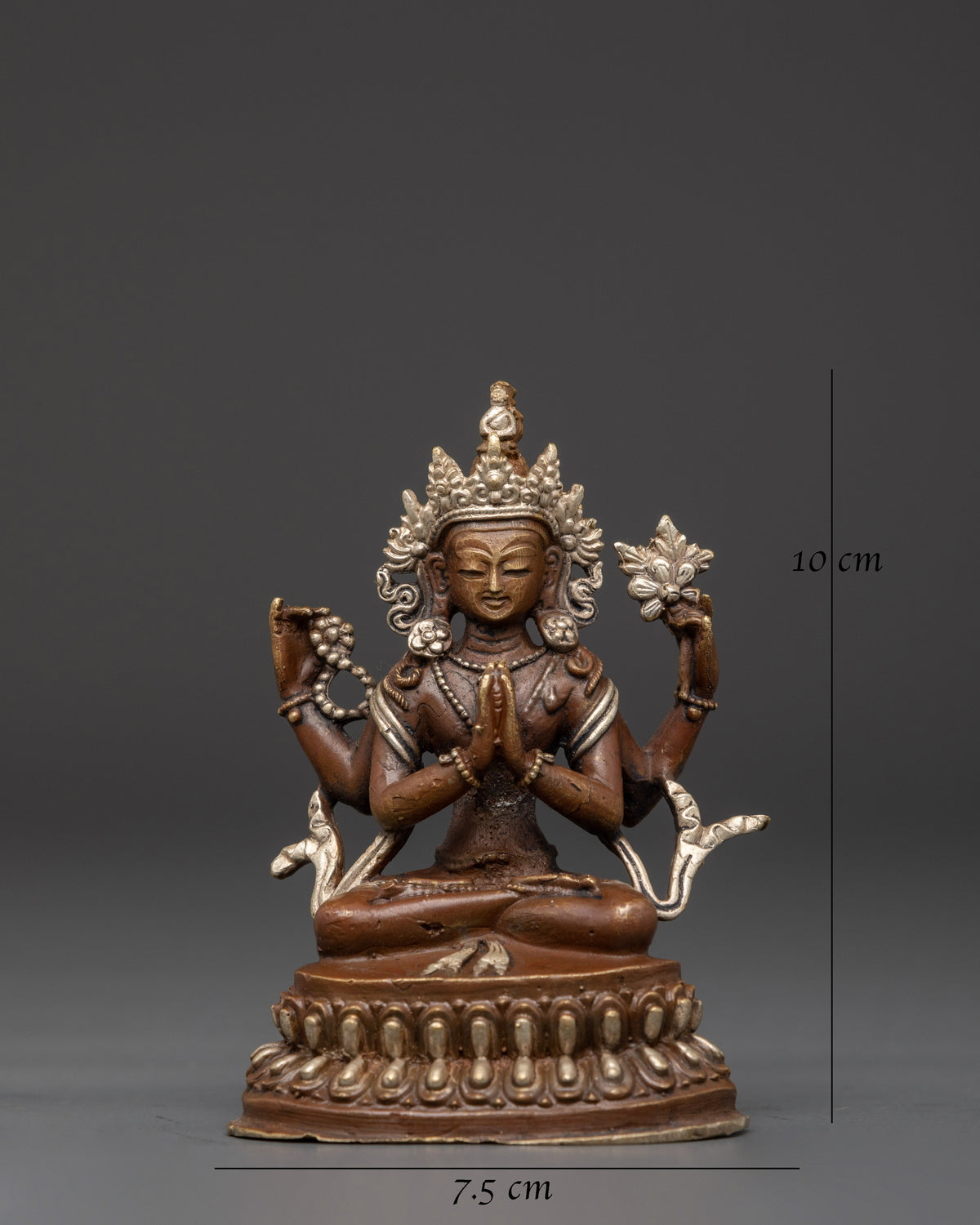 Traditional Bodhisattva Set Statues | Oxidized Copper Silver Plated Figurines